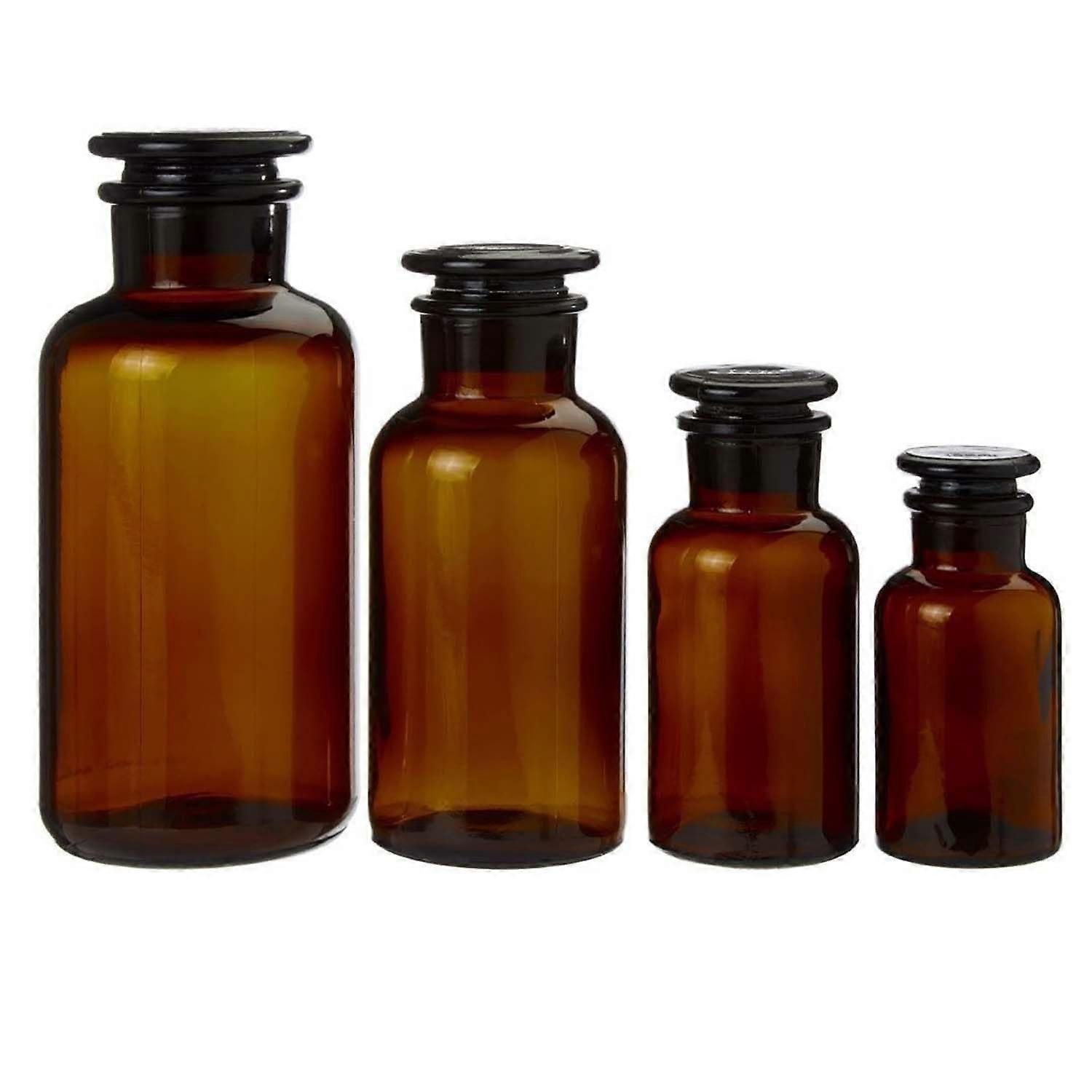 Jar Amber Glass Set Of 4 With Lids 125ml 250ml 500ml 1000ml Refillable Bottles For Herbs Spices Oils