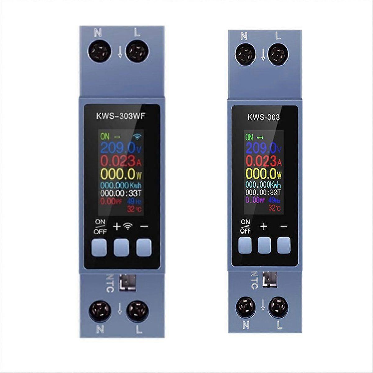 KWS- Tuya WiFi Power Meter 0.96-Inch TFT Two-Phase AC Voltage Current Power Remote Control Smart Li