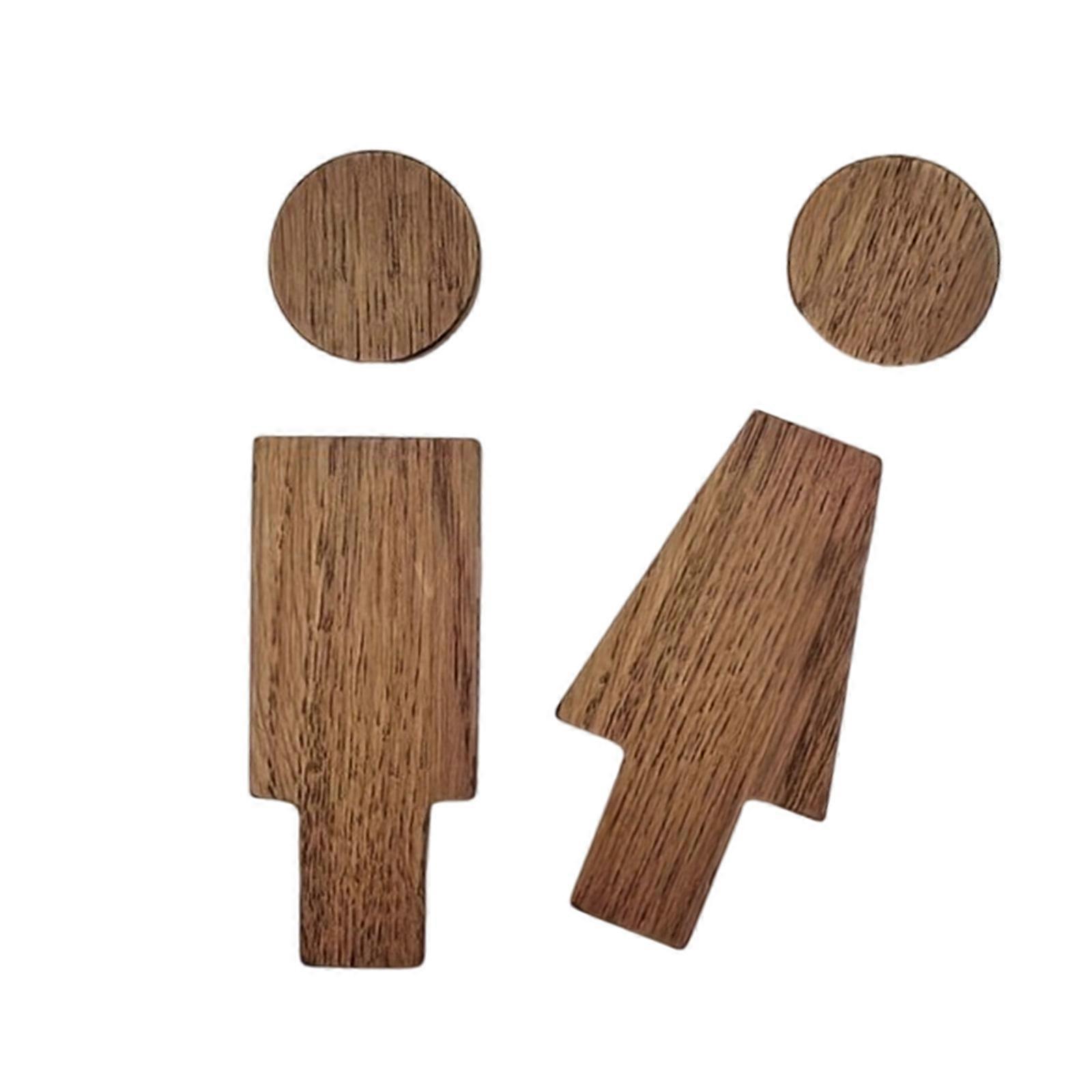 バスルームの装飾ドアサインセットメンズとレディースの木製トイレ看板家と公共の壁の装飾トイレ看板ダークブラウン