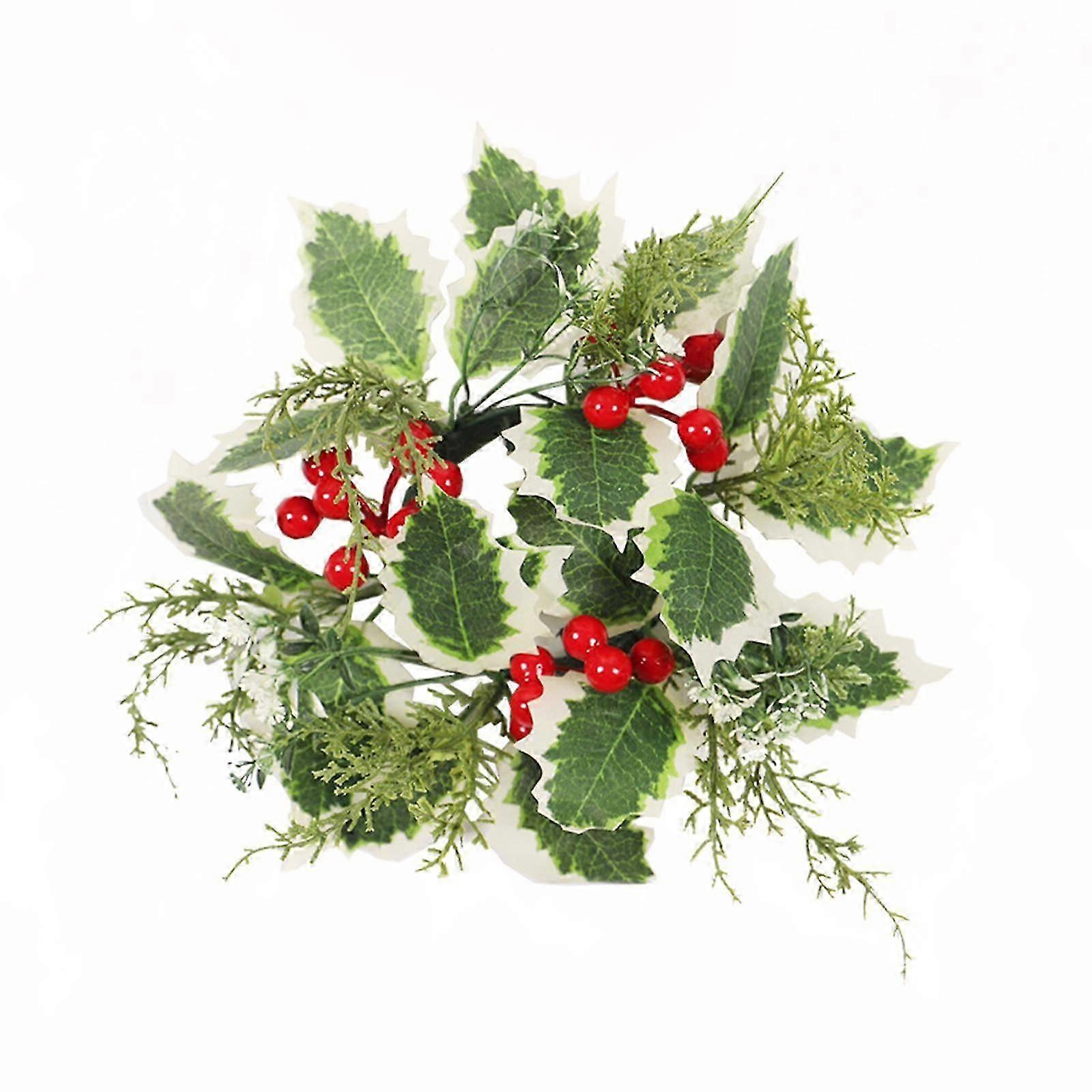 Candle Ring with Leaves Creative Candle Wreath for Wedding Home Dining Table