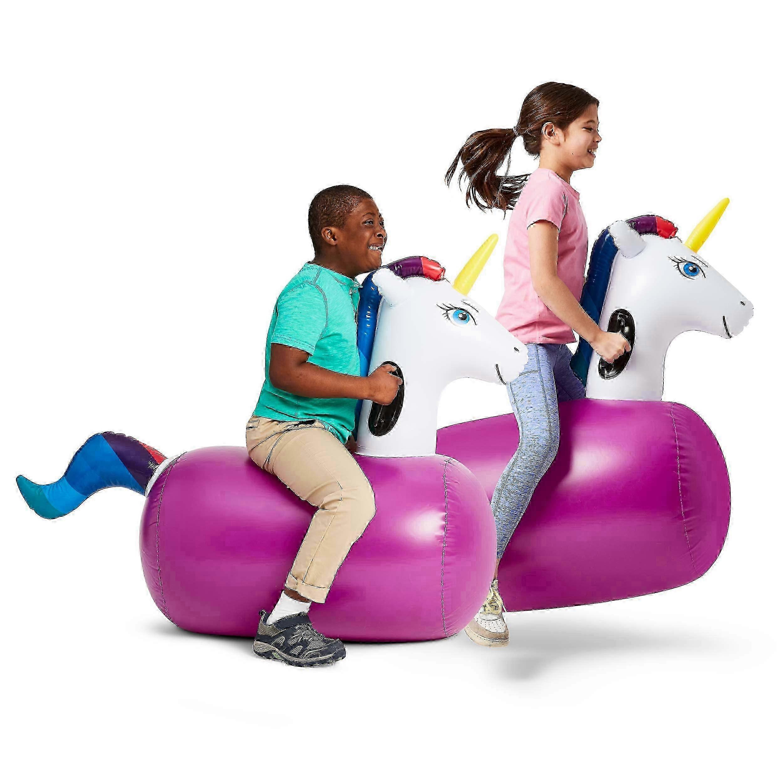 Licorne gonflable Hop N Go à chevaucher, jouet sauteur pour enfants à partir de 5 ans, jouet sauteur animal pour jeux d'extérieur (lot de 2)