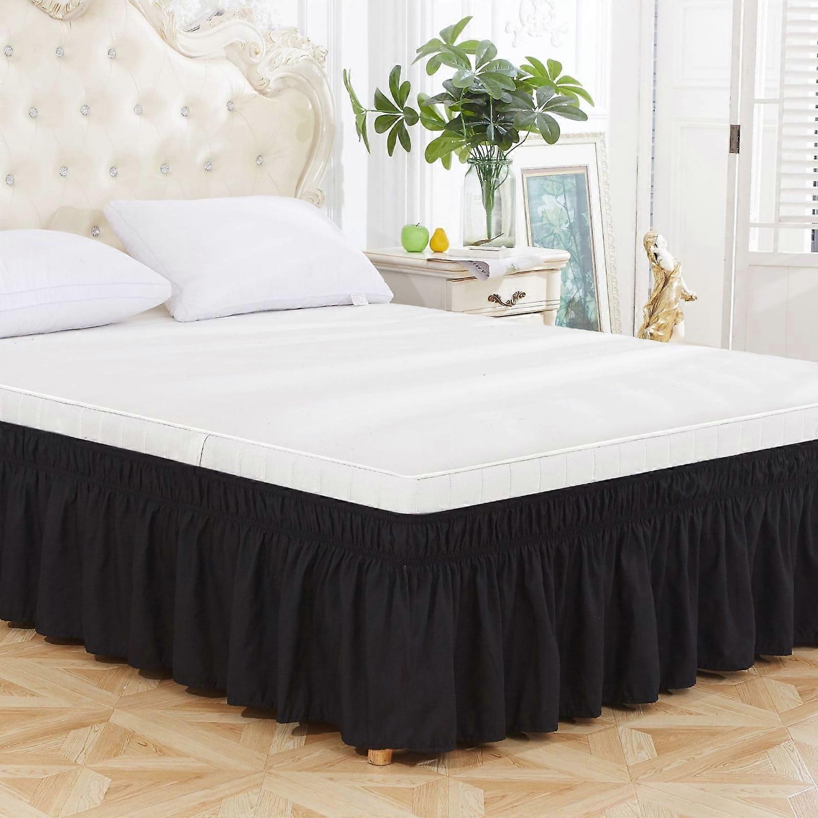 Specollect Bed Skirt Wrap Around Elastic Ruffles With Elastic Belt fit King