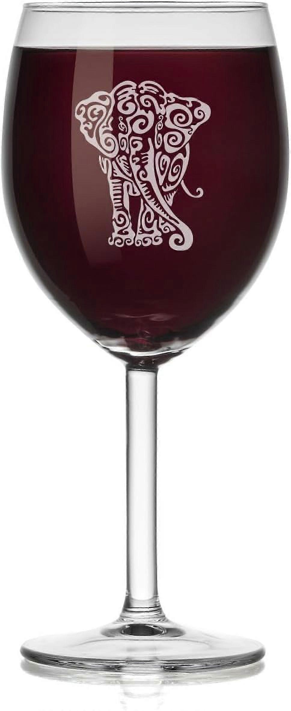 Wine Glass Tribal Elephant (Stemmed, 10oz)