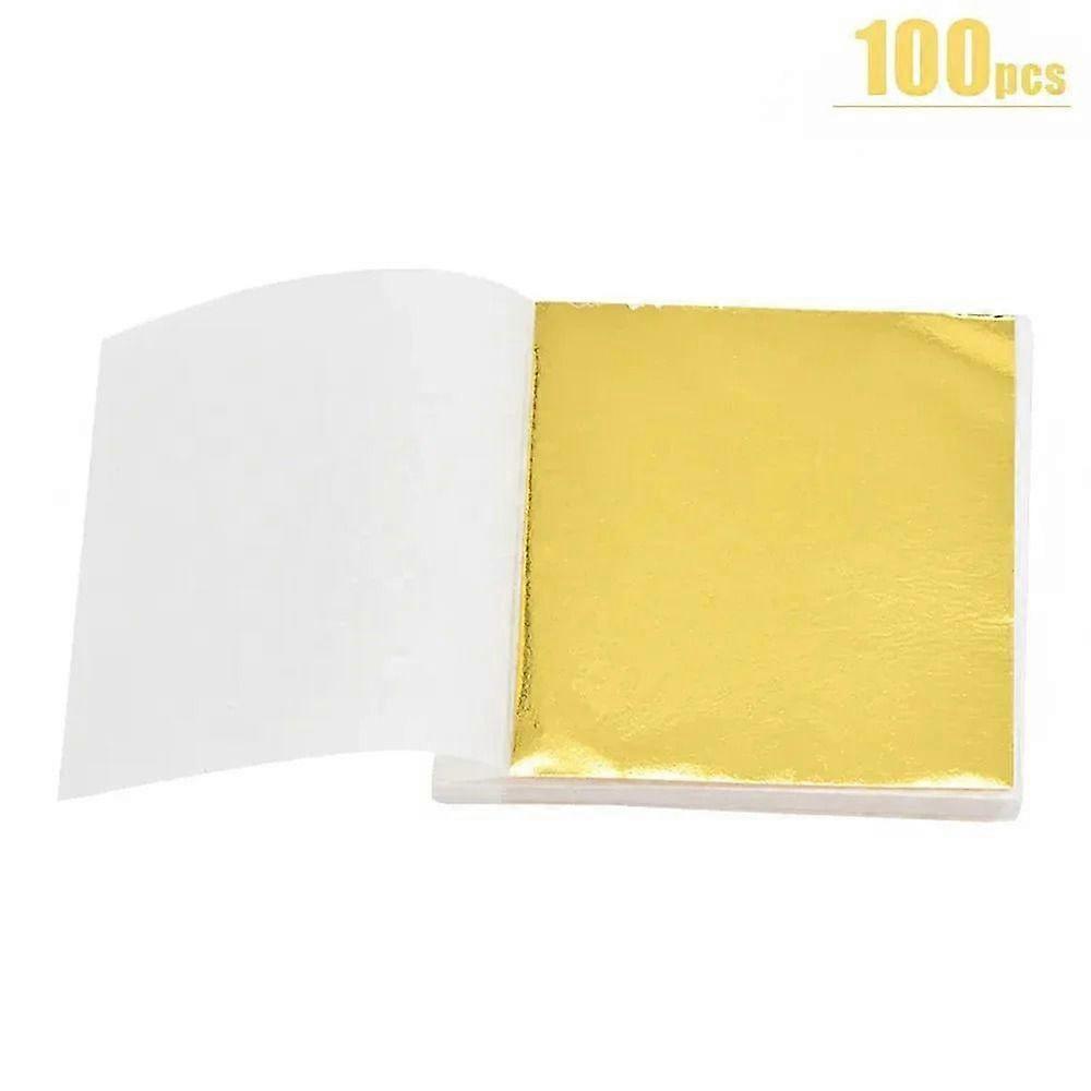 100 Sheets K Pure Shiny Foil Papers Gold Leaf Leaf Gilding  for Gilding Funiture Lines