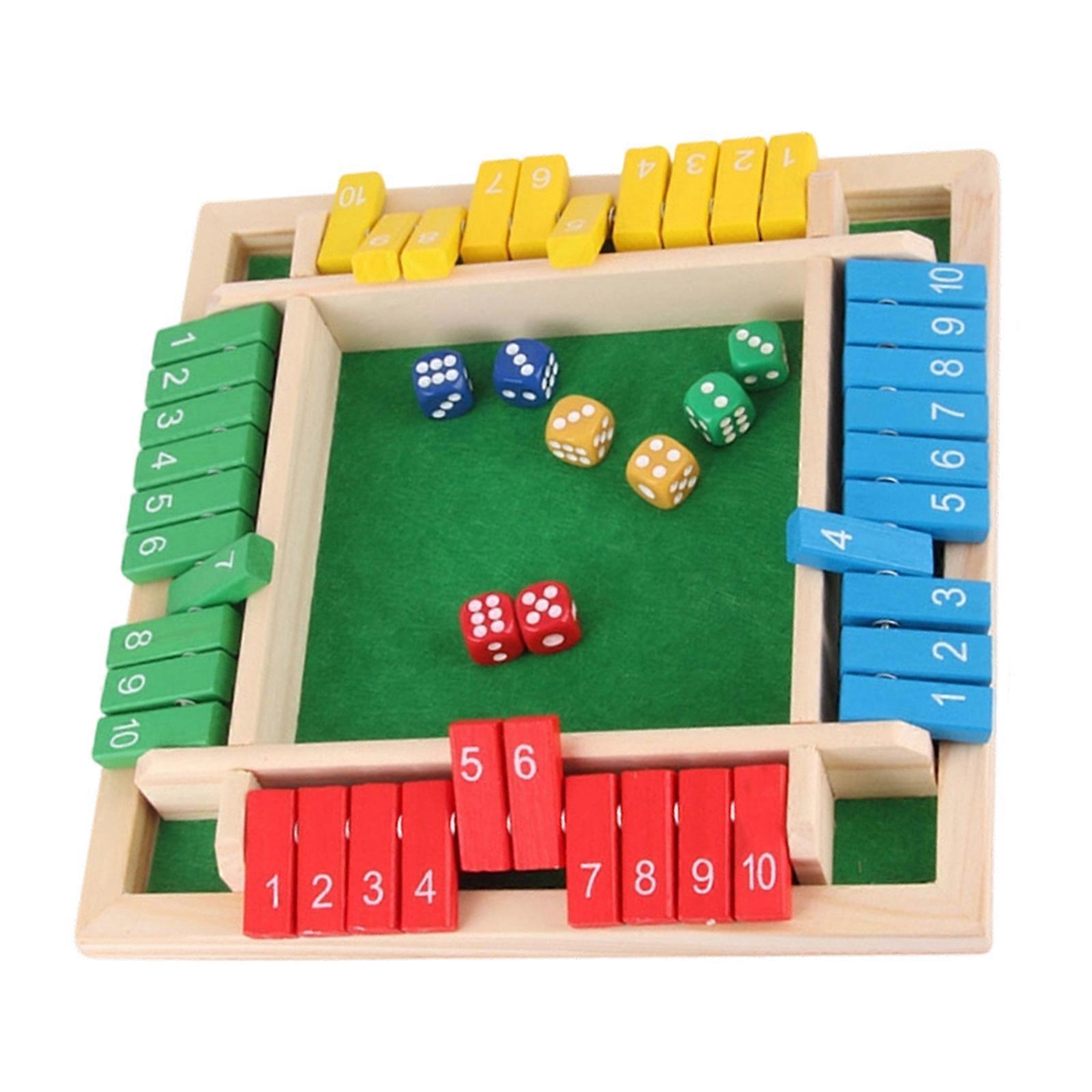 Solid Wood Number Puzzle Toy Shut the Box Game for Multiplayer Dices Game For Preschool Early Learning Family Bonding Multicolor