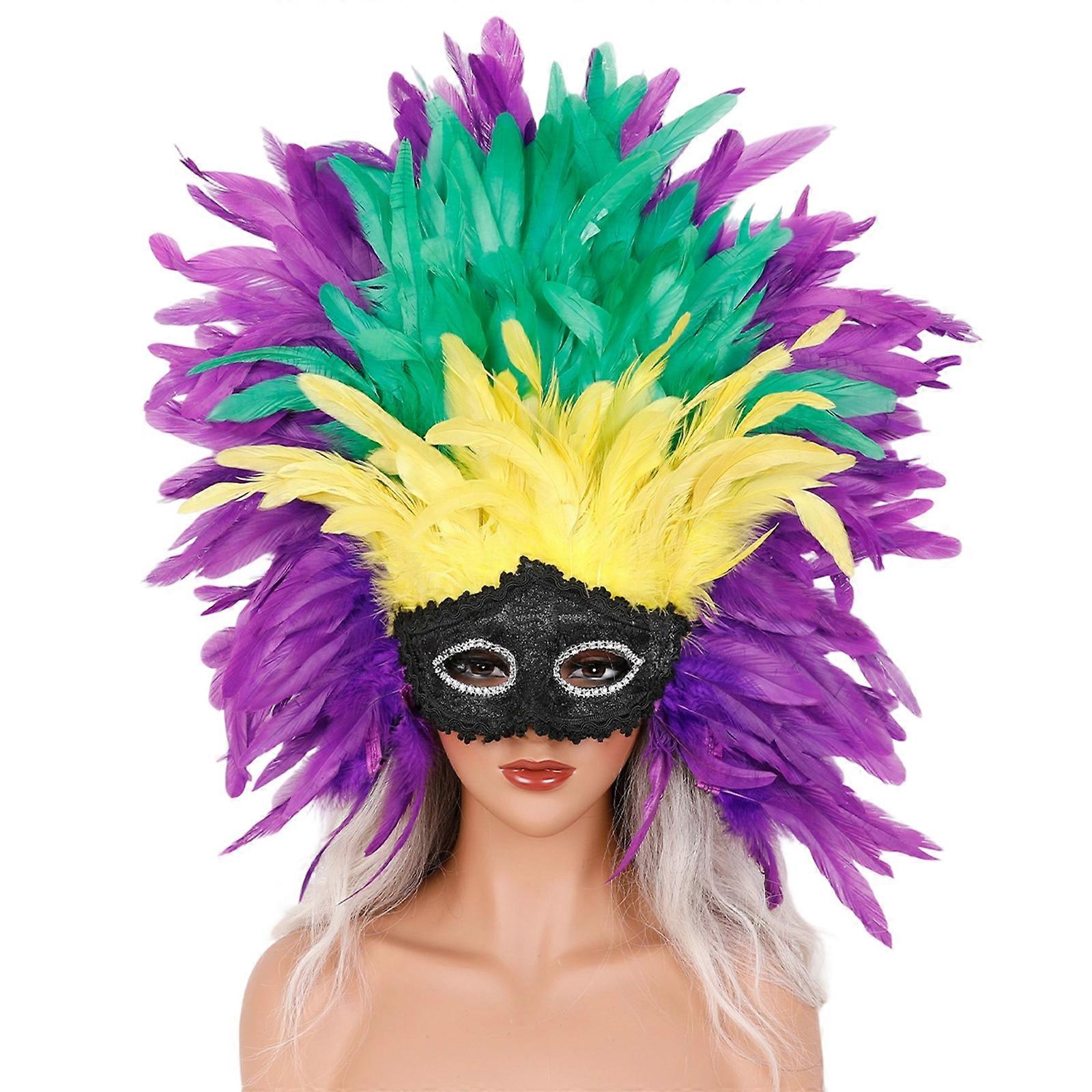 Feathered Masquerades Mask With Elastic Band Party Cosplay Accessory Easy To Carry For Cosplay Enthusiasts Gatherings  Color 9