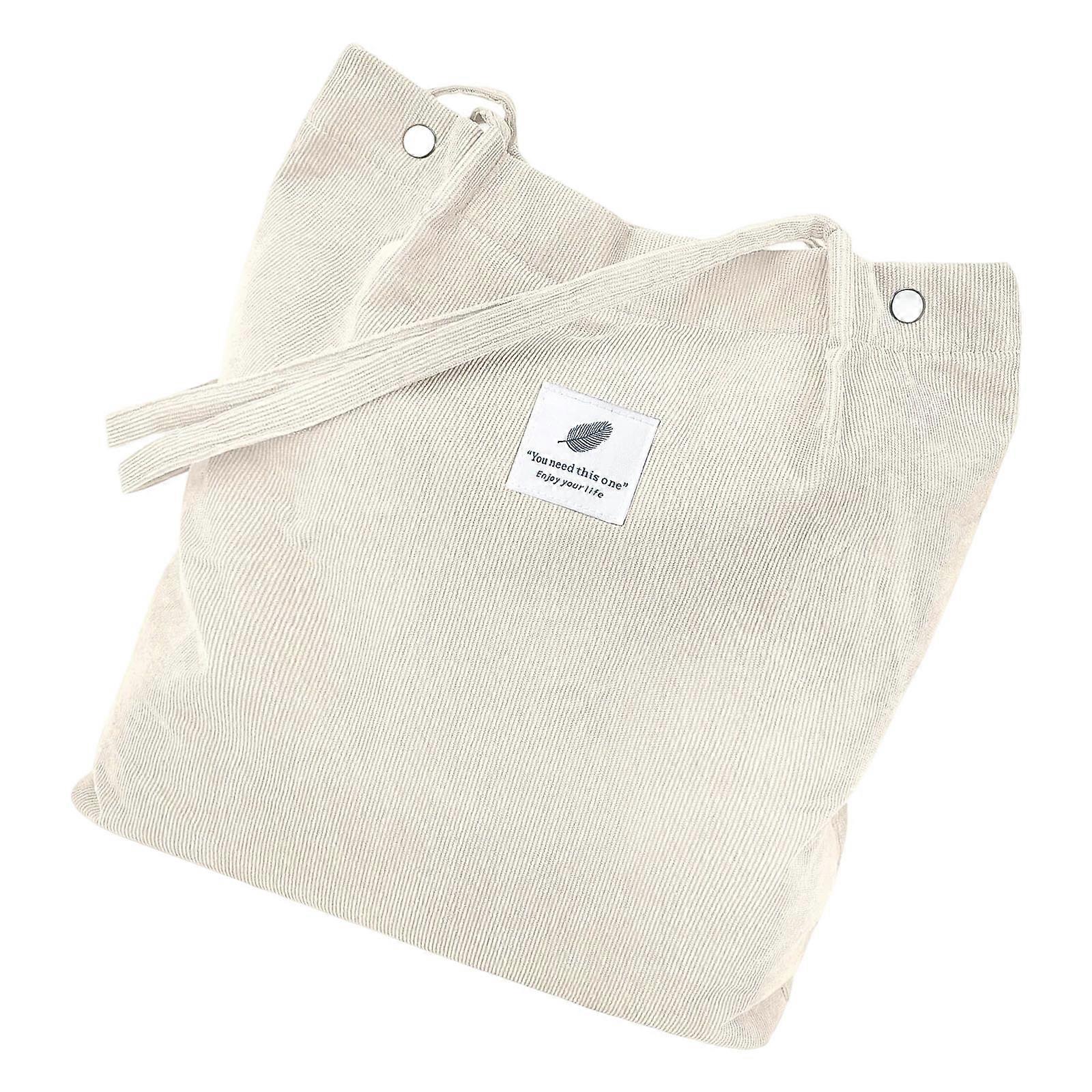 Permanent Ribbed Canvas Bag Bag for Commuters Students with Wide Comfortable Shoulder Belt Spacious Work Bag  Beigee