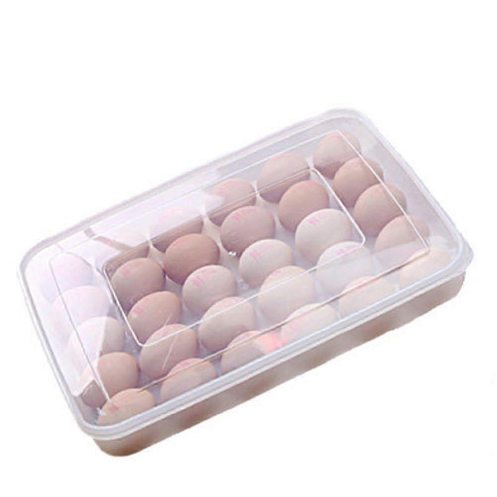 Egg Carton For 30 Eggs Plastic With Lid Refrigerator Container Transparent Organizer
