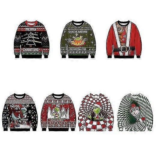 Grinch Print Couple Lâche Mode Col Rond Pulls Laids Pull Décontracté