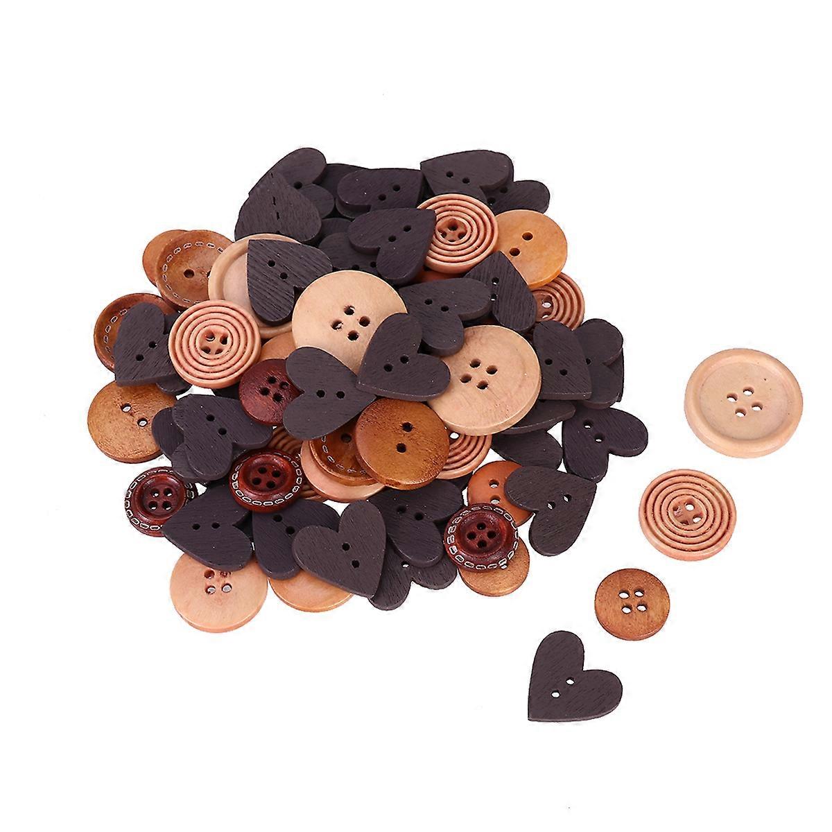 DIY Wooden Button Set for Scrapbooking and Sewing Craft Projects