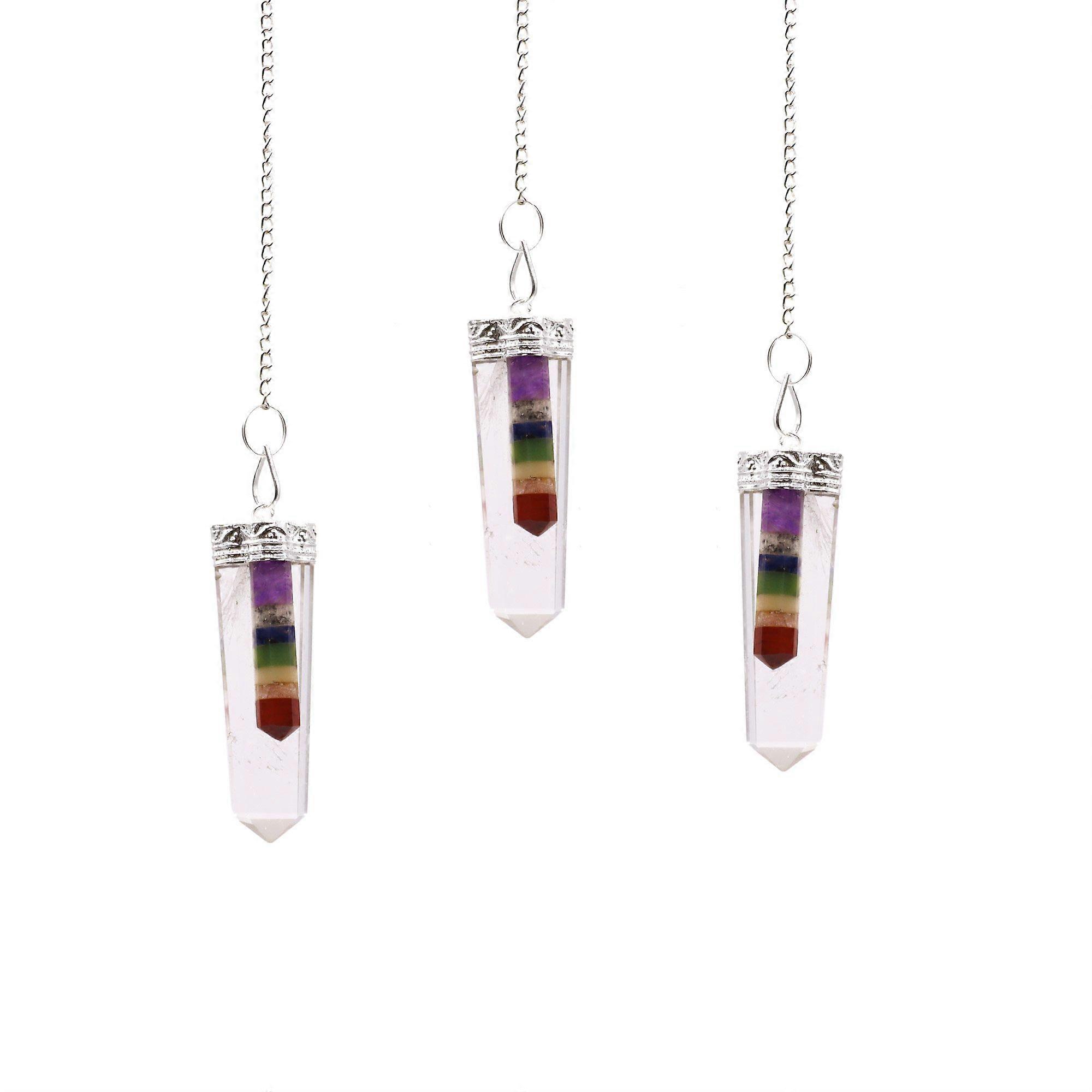 Crystal - 7 Chakra Bounded Thin Point Flat Pendant X 1