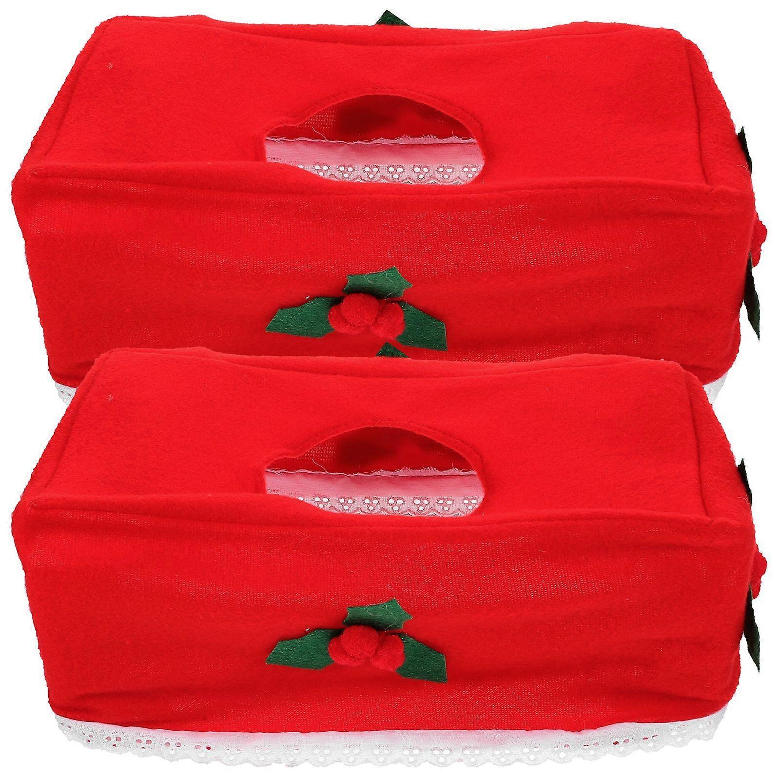 2 Pcs Fabric Folding Napkin Containers Convenient Paper Towel Holders (Red)