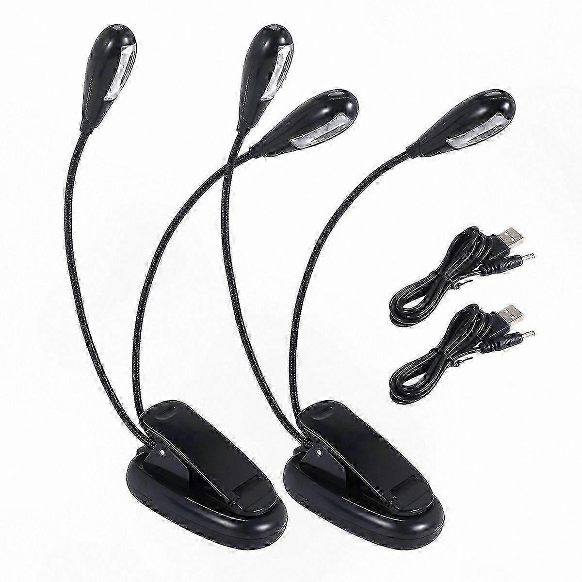2-Pack Adjustable LED Book Light, 360° Rotating Dual-Arm Reading Lamp for Music Stands, Bedtime, and More