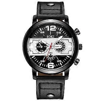 Quinlirra Uhren für Damen und Herren, Paaruhren mit Lederarmband, analoges Quarzwerk, rundes Armband, Business-Uhr, modische Reise-Essentials