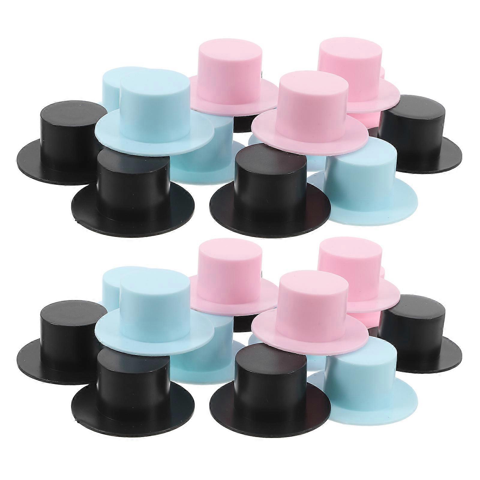 30Pcs Plastic Mini Top Hat Clown Hats for Decor Assorted Color Craft Use