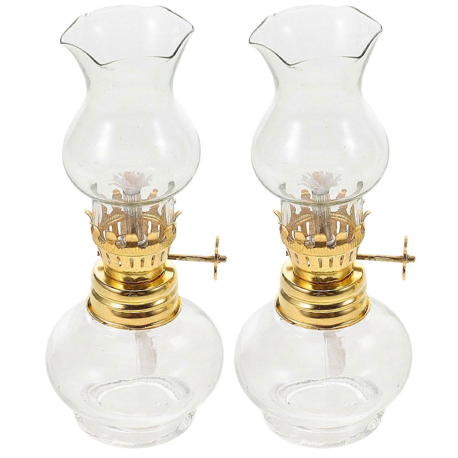 Kerosene Lamp Vintage Glass Oil Lamp for Home Use 2Pcs Set