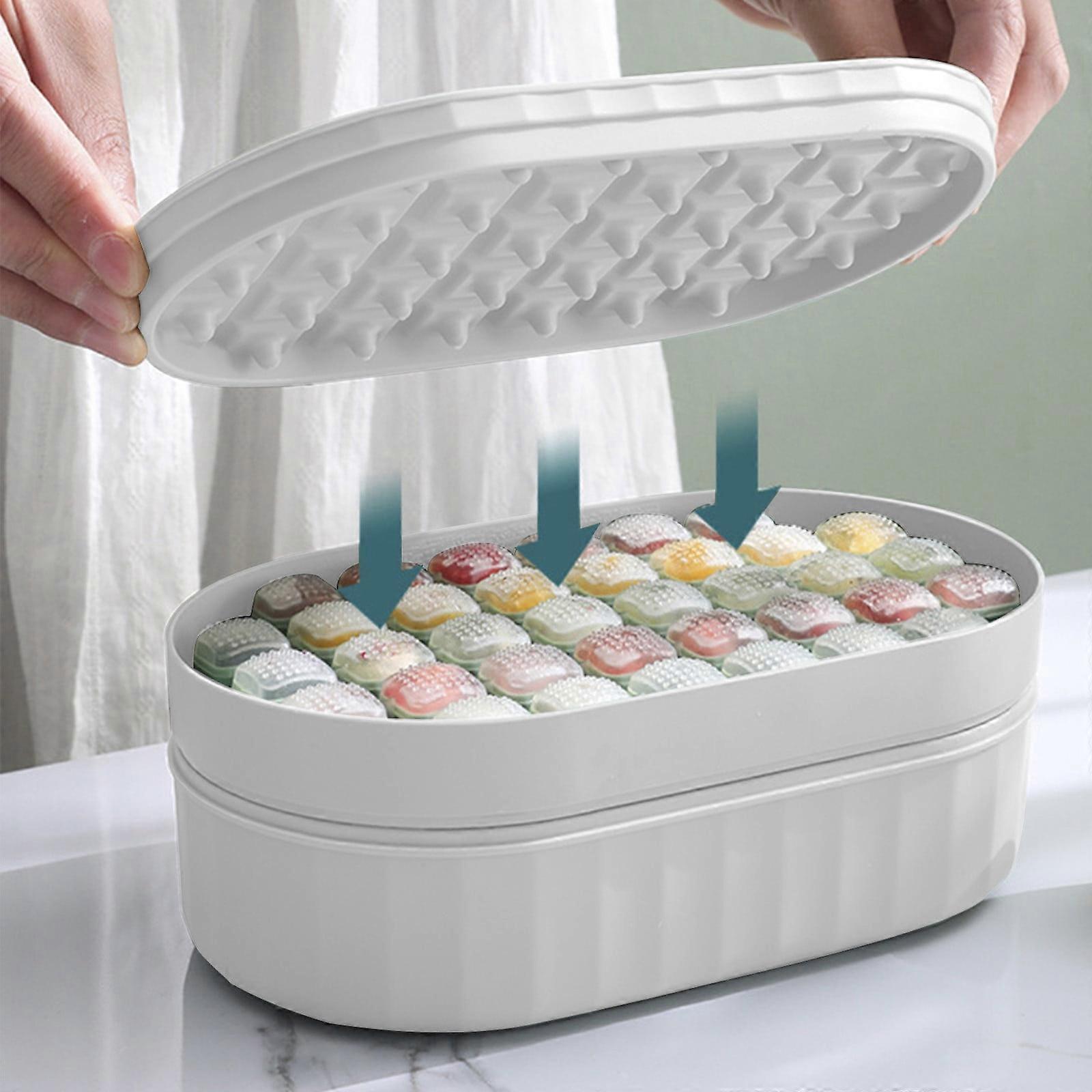 FloHua Stackable Round Ice Tray Set with Lid, Compatible with Home Freezers, Easy-Release Sturdy Ice Ball Maker for Drinks, Coffee, Cocktails