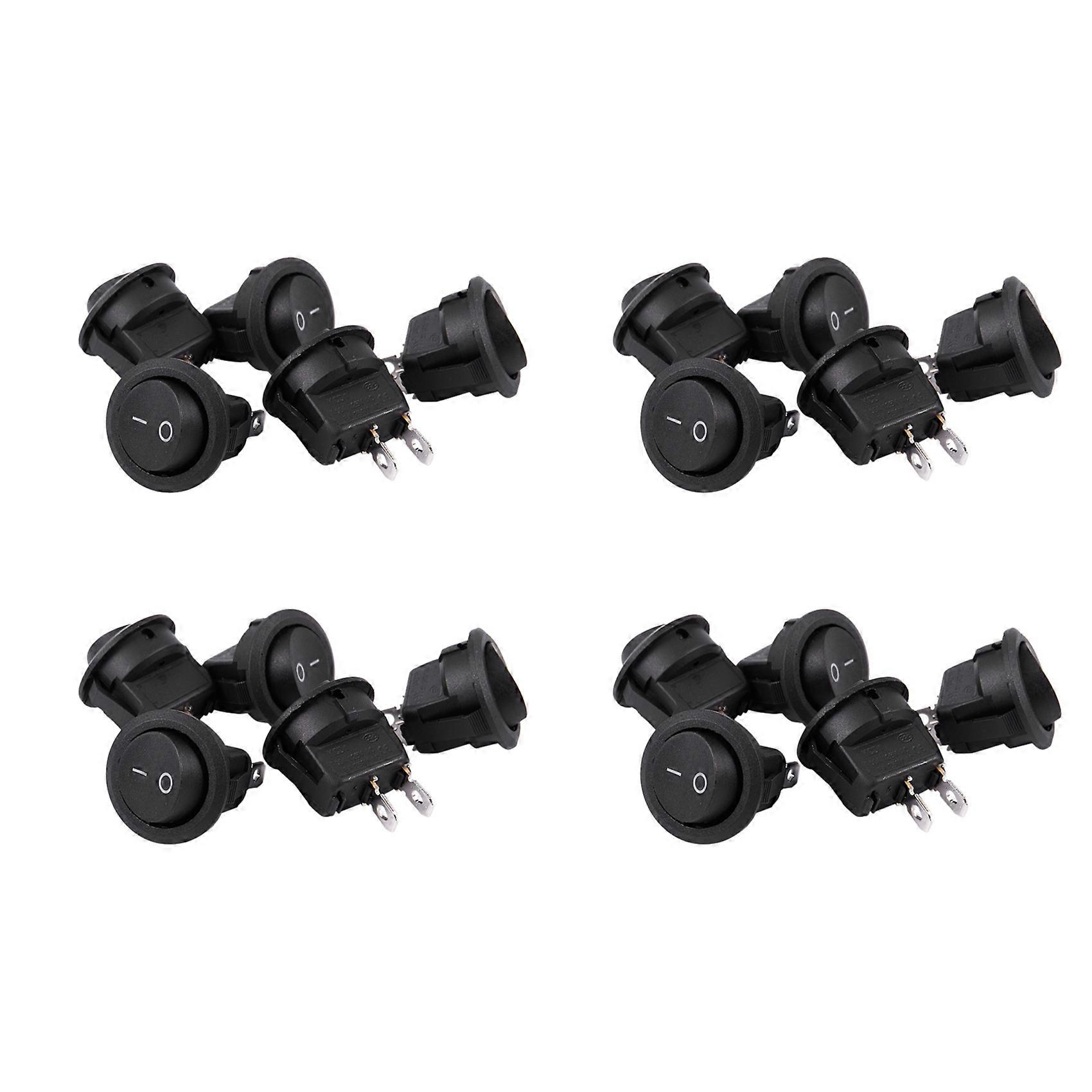 20Pcs SPST Black Button On/Off Round Rocker Switch AC 6A/250V 10A/125V