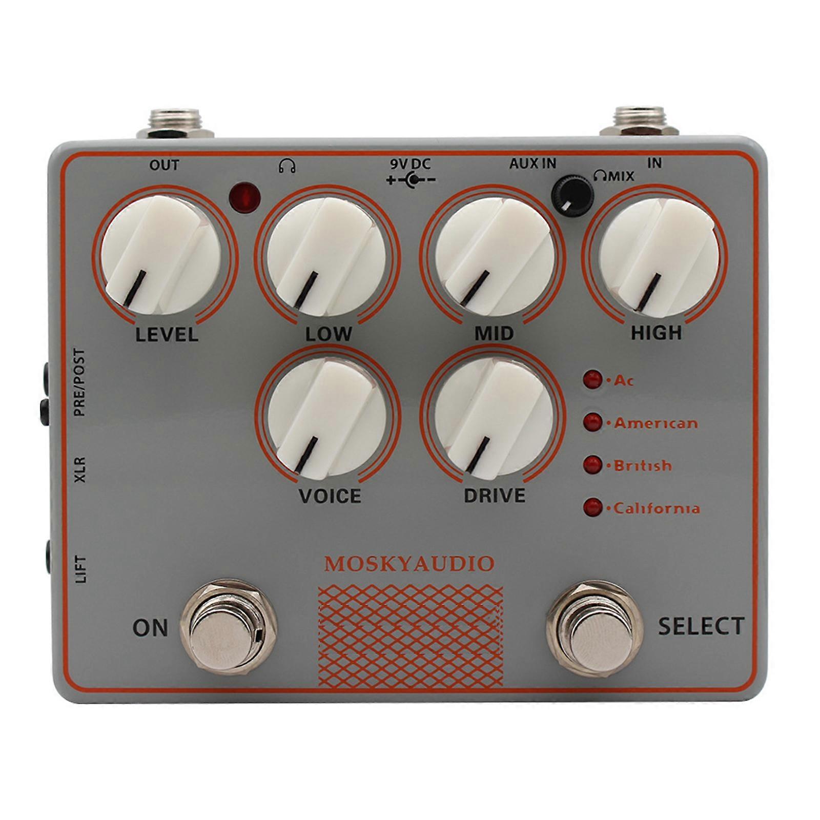 Plugs Play Auditory Device with 4 Cabinet Emulations DI Interface Headphone 1/8'' Input Easy for Quick Sound Application Multicolor