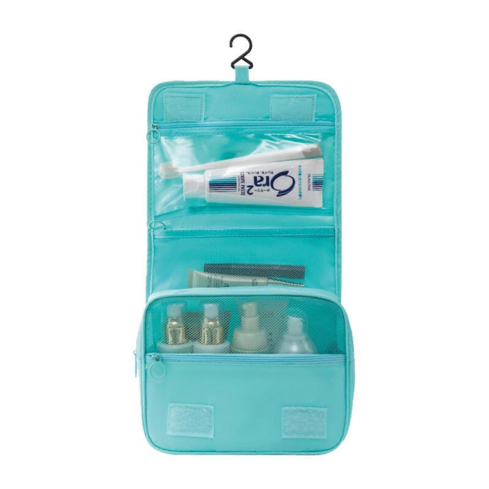 Large Capacity Travel Toiletry Bag with Hanging Hook, Compartments and Quick Access Pockets  Bright Blue