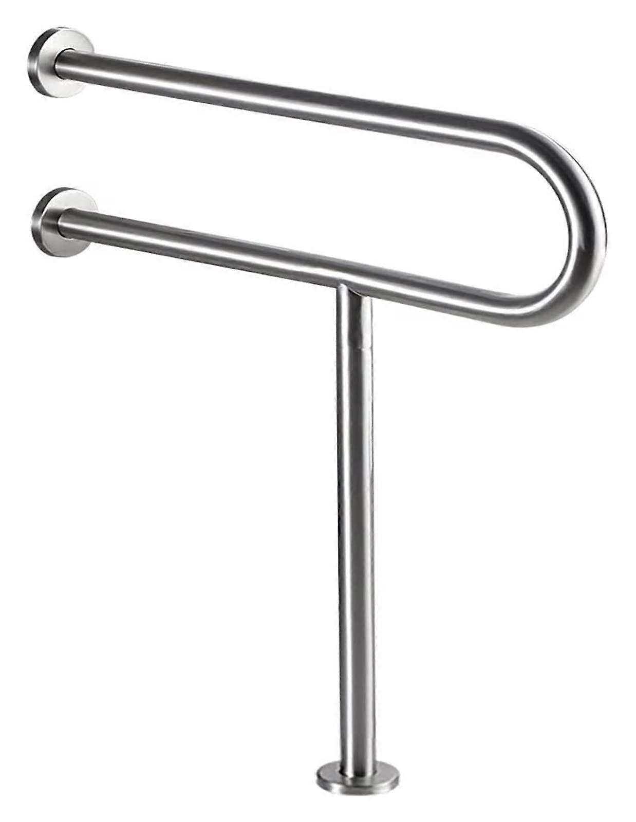 304 Stainless Steel Bathroom Grab Bar with Support Leg, NonSlip UShaped Shower Safety Rail for Elderly