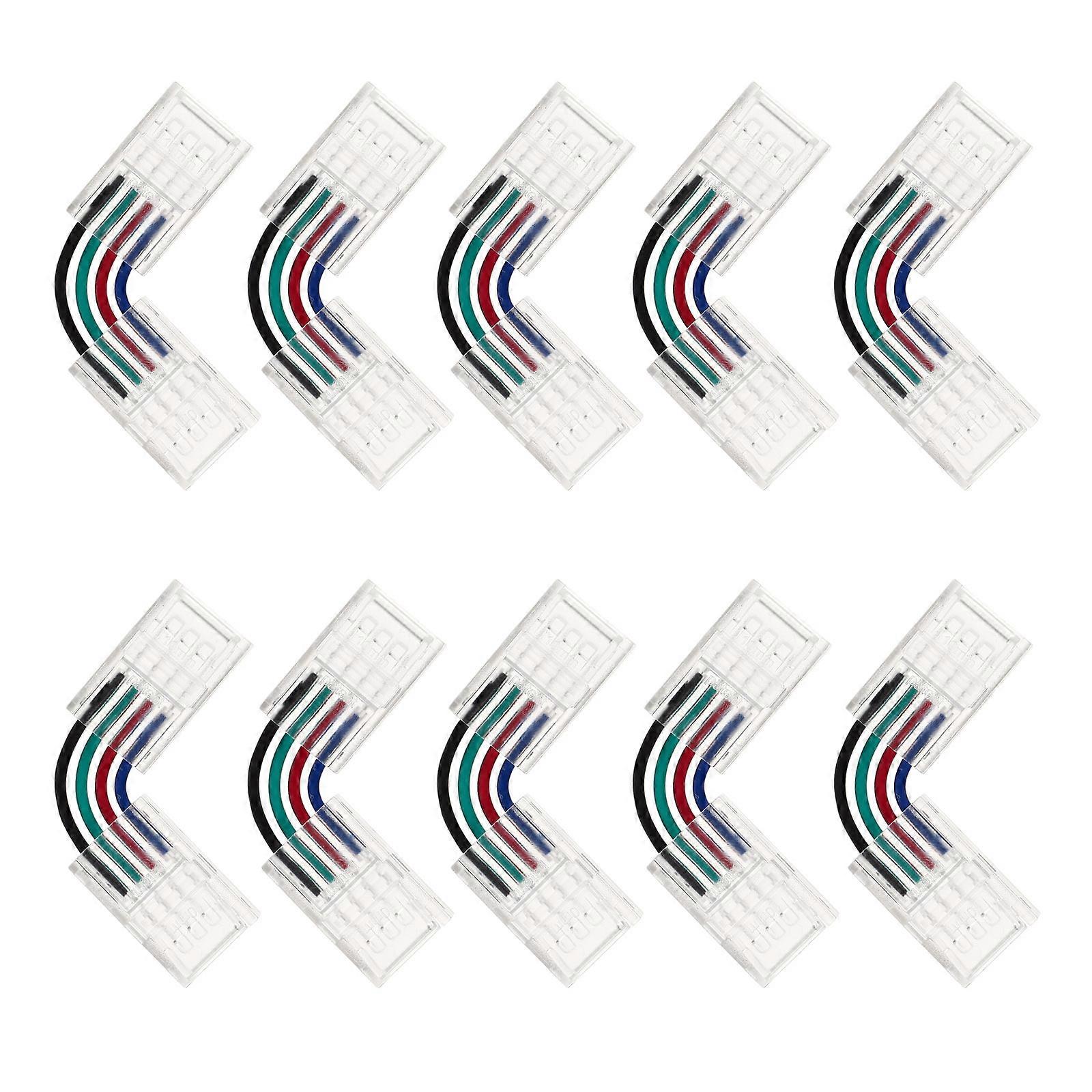 LED Light Connectors L Shape 4-Pin Connector for Light Strip 10Pcs