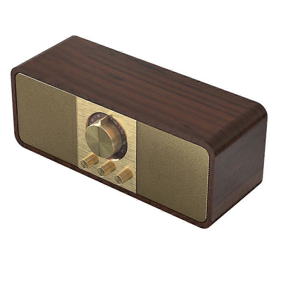 Portable Retro FM Radio Wooden Cabinet Bluetooth Speaker With TF Card USB Drive Aux In