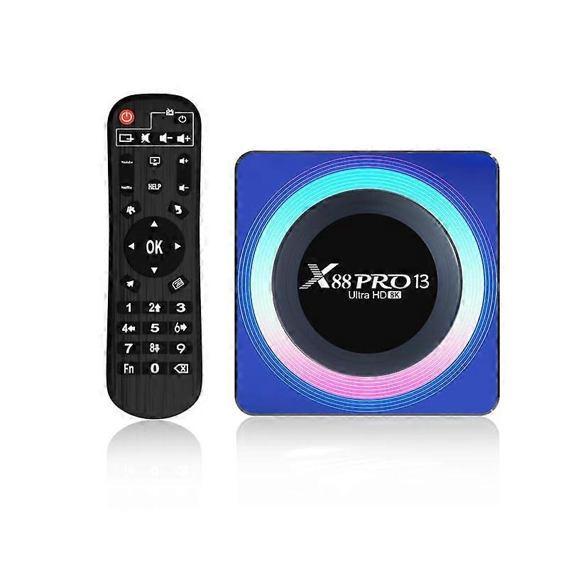 Android 13.0 TV Box X88 Pro 13 Smart RK3258 QuadCore 64Bit ARM CortexA53 8K HDMI 2.0 BT4.0 WiFi 2.4/5GHz 4GB64GB