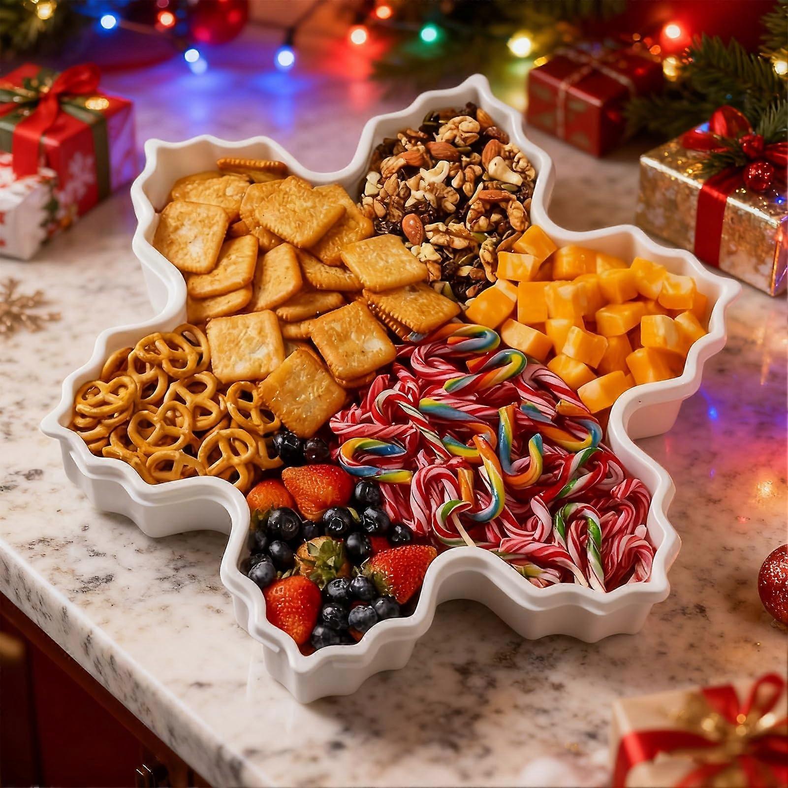 Christmas Serving Tray with Lid, Gingerbread Man Cookie Box for Snacks, Candy, Holiday Parties