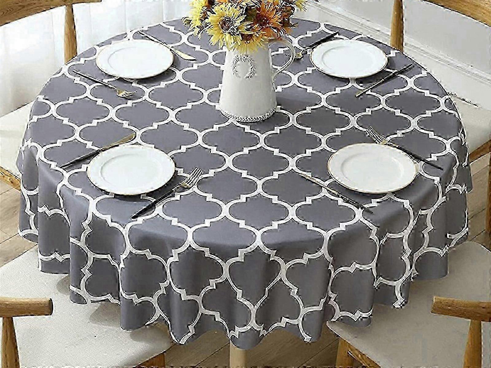 100cm Waterproof Tablecloth Round Tablecloth Dining Tablecloth Grey  0701 Edition 1218