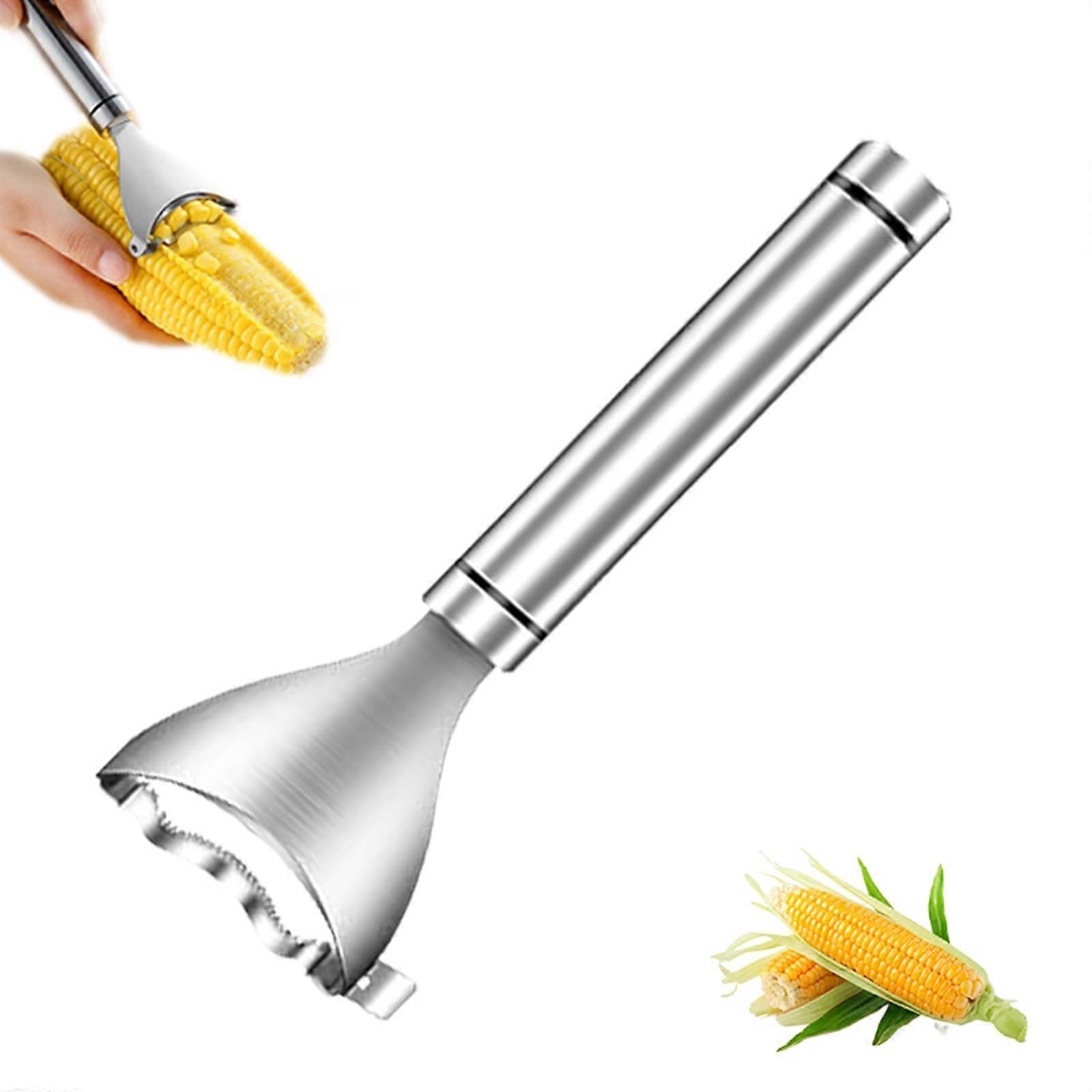 Stainless Steel Corn Peeler Tool with Ergonomic Grip for Effortless Kernel Removal, Silver