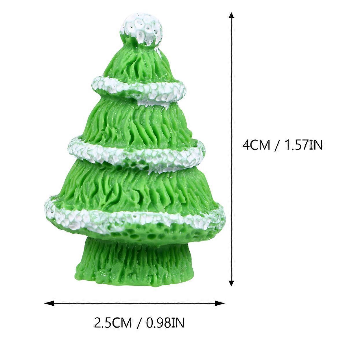 Miniature Resin Christmas Tree Figurines for Decoration 8Pcs Set