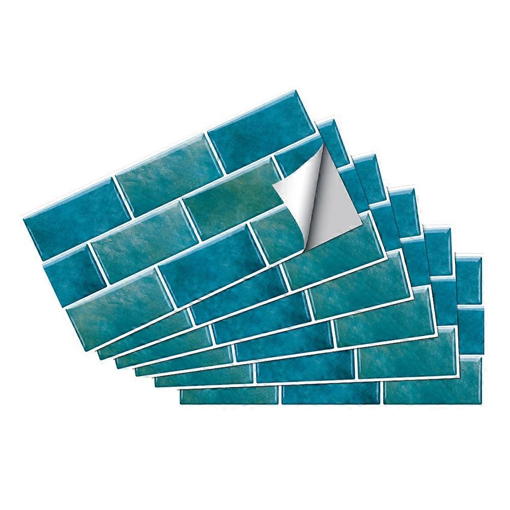 Self Adhesive Tile Wall Sticker Blue Color for Decor 6Pcs PVC