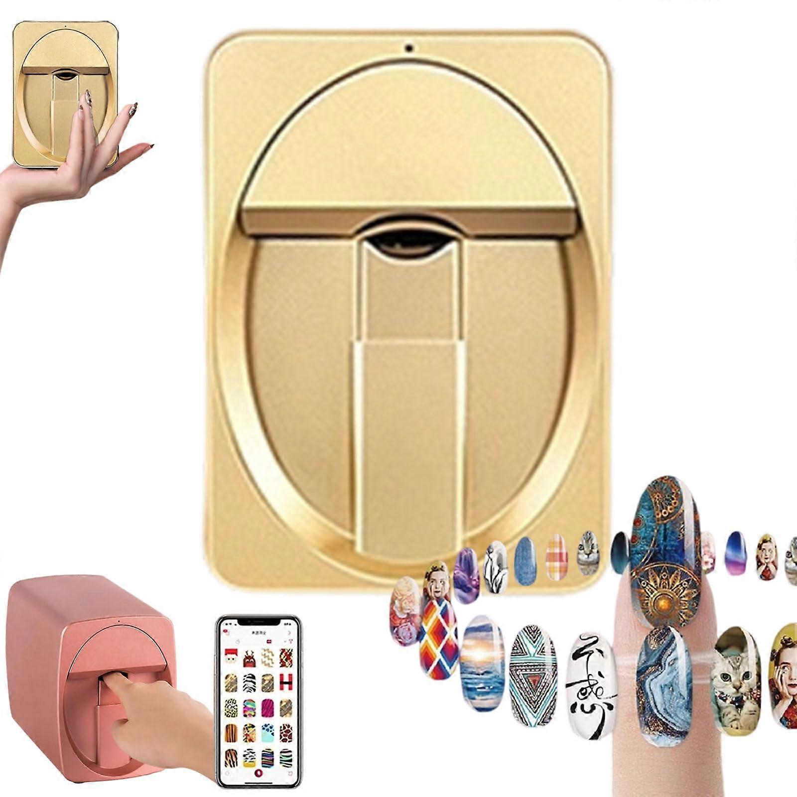 Gold Professional 3D Nail Art Printer with Smart App Control, Fast Resolution Printing, 1000+ Designs