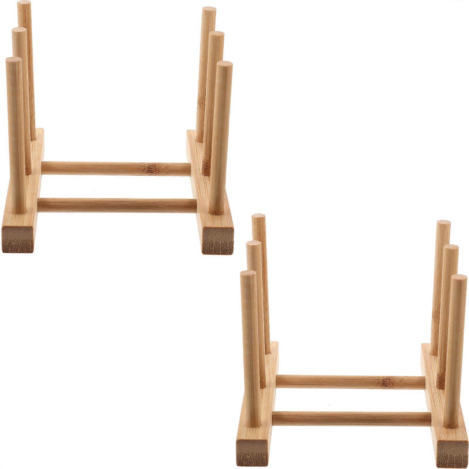Draining Rack Bamboo Stand for Efficient Storage 2Pcs Water Cups