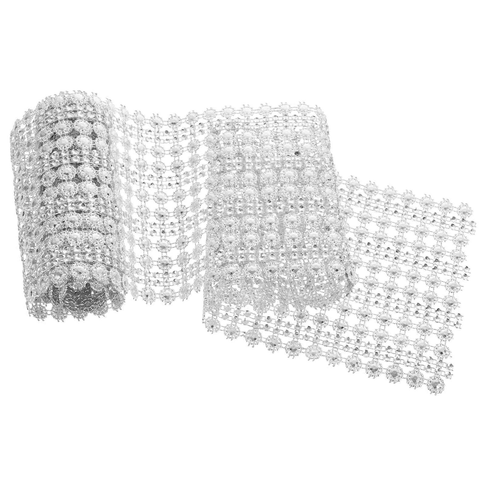 Decorative Clothes Trim Diamond Mesh Wrap Roll for DIY Craft 4Pcs