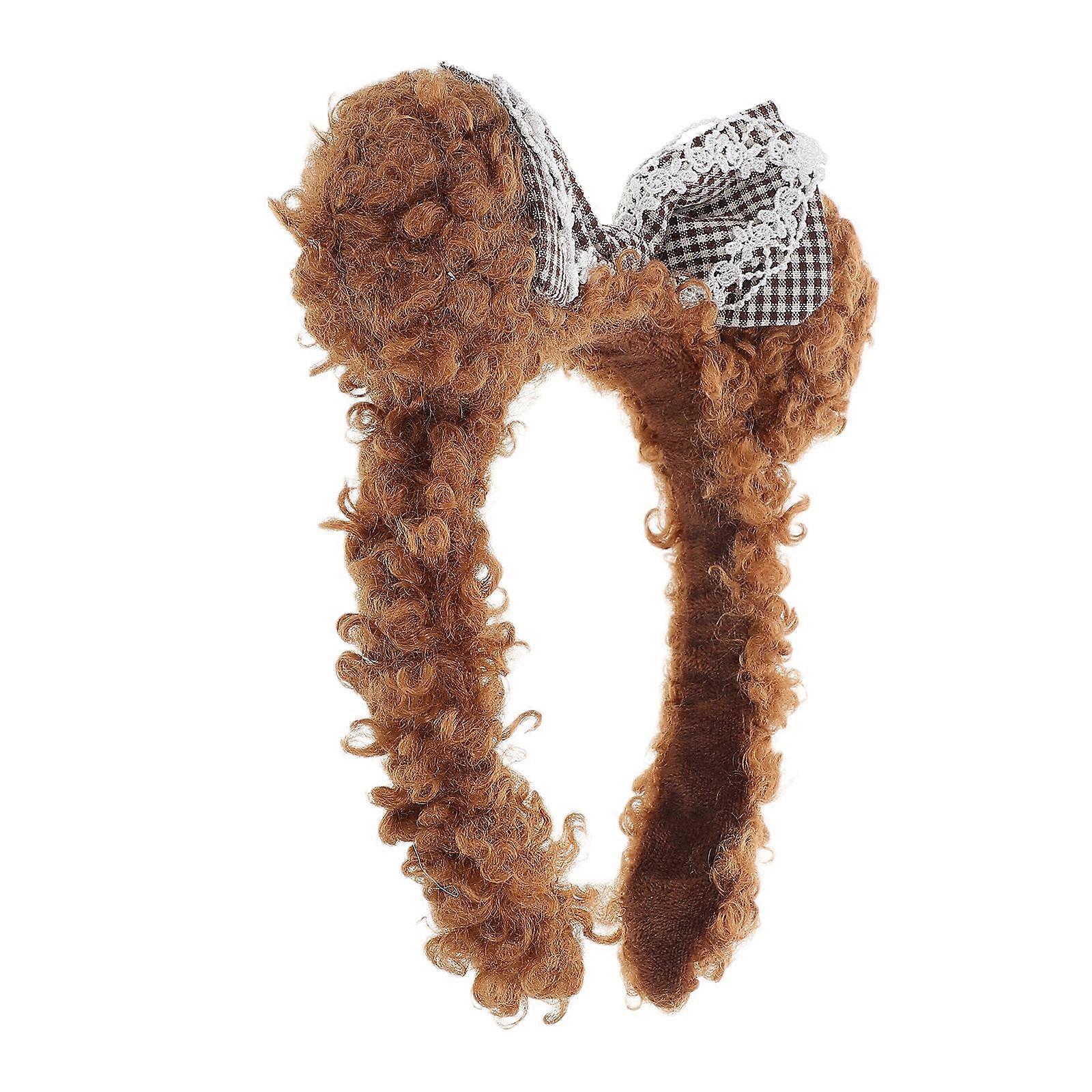 Fuzzy Ears Headband Cute Bear Plush for Face Washing 2Pcs Set