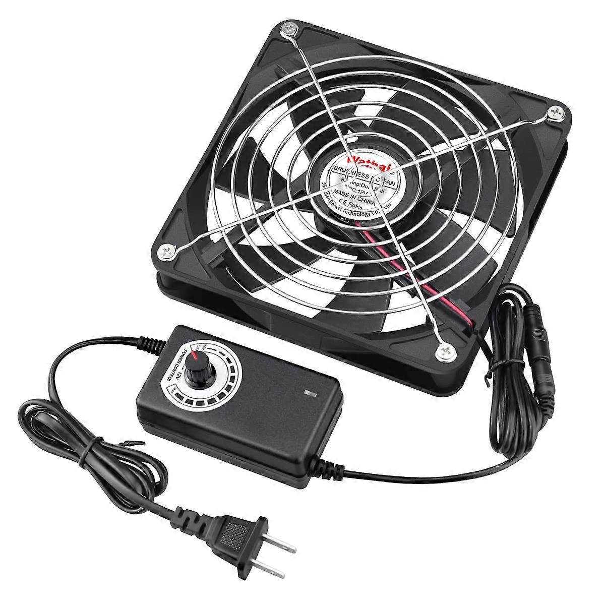 AC Powered Cooling Fan 12V Variable Speed Controller 120mm 140mm for Cabinet Aquarium Xbox 2 Pack