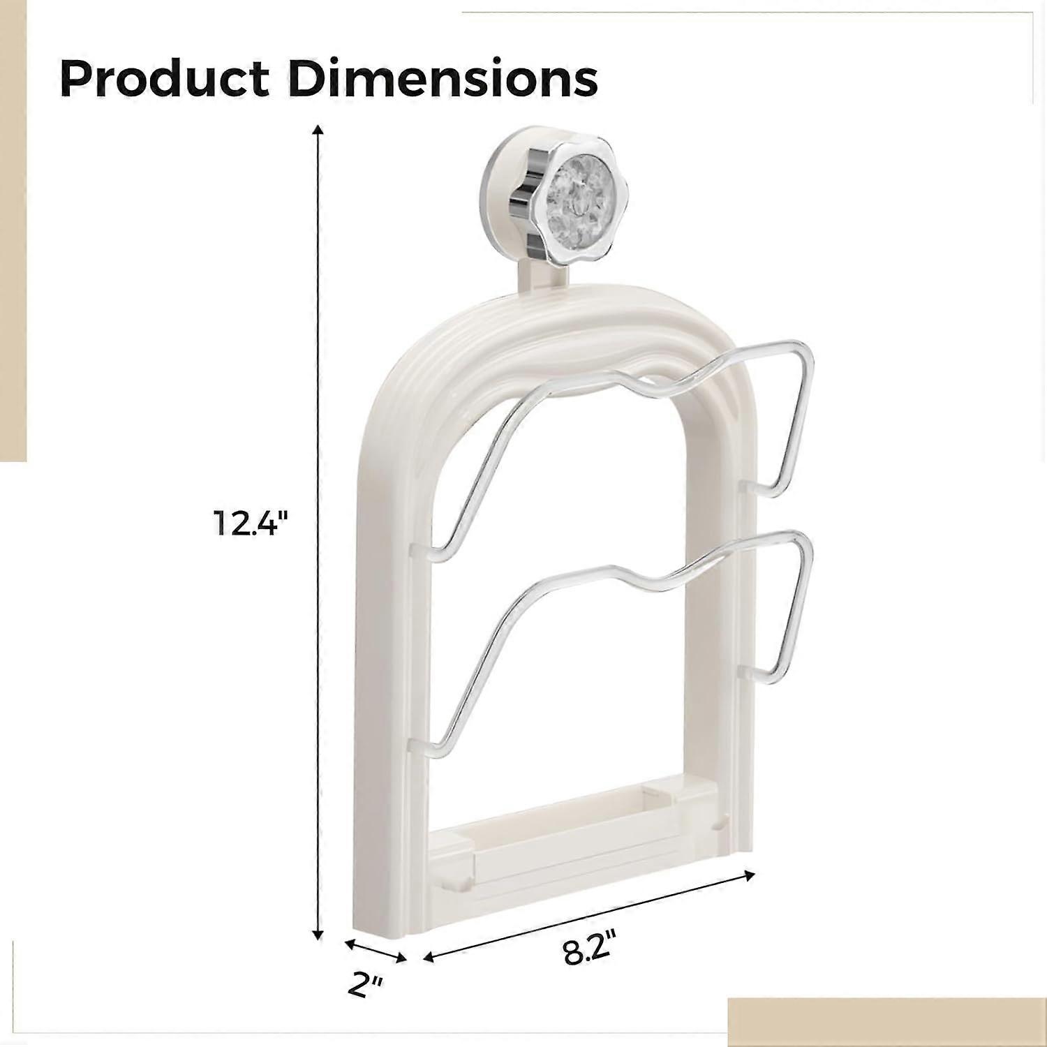 Pot Lid Organizer Adjustable Wall Mounted Rack with Suction Cup Space Saving Kitchen Holder Cream