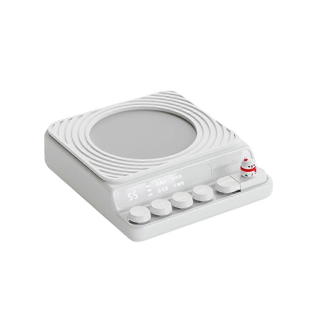 White 40W Coffee Mug Warmer with Smart Cup Detection, 3Position Timer and IPX4 Waterproof Design