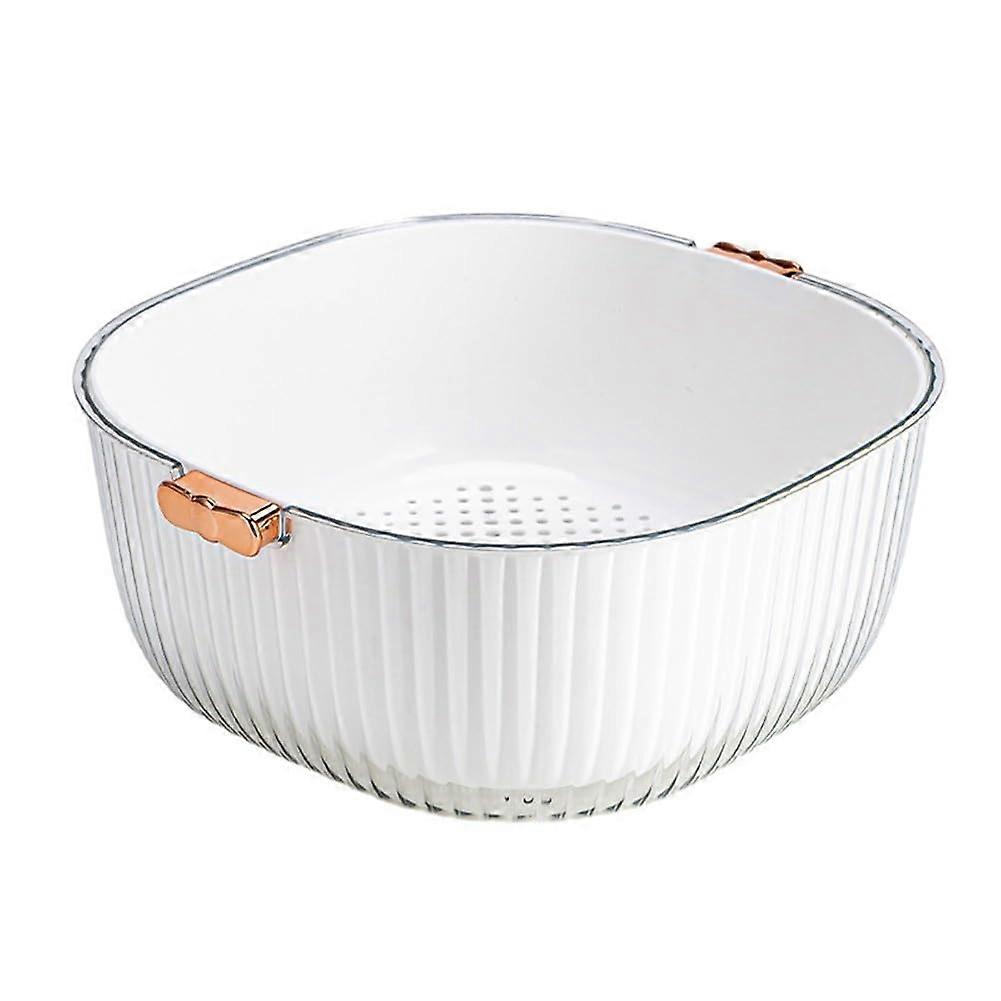 Colander with Handles Double Layer Plastic Vegetable Strainer Dishwasher Safe Kitchen Basket