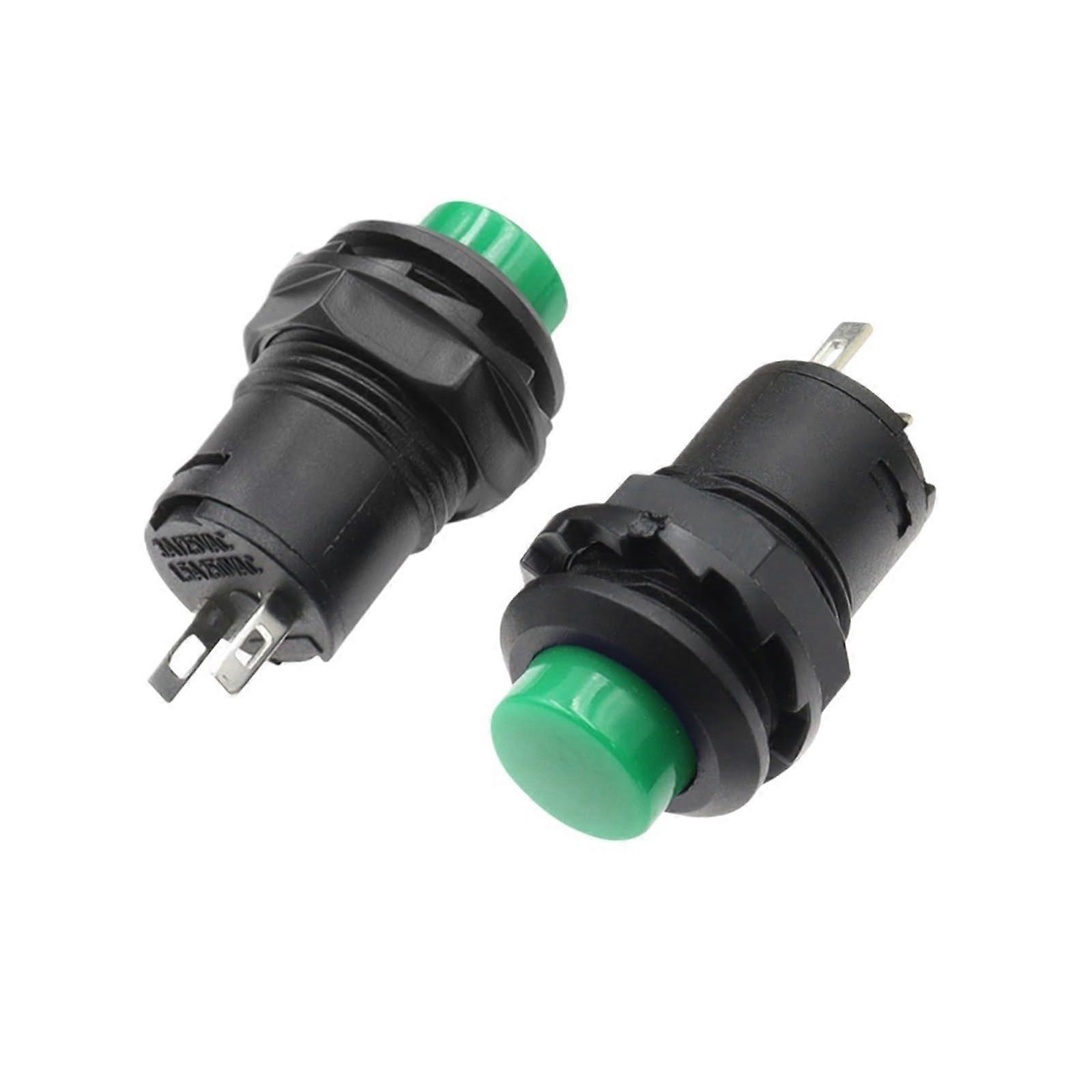 100PCS Green 12mm Self Locking Push Button Switch ON OFF 3A 125VAC for Electronics DS428
