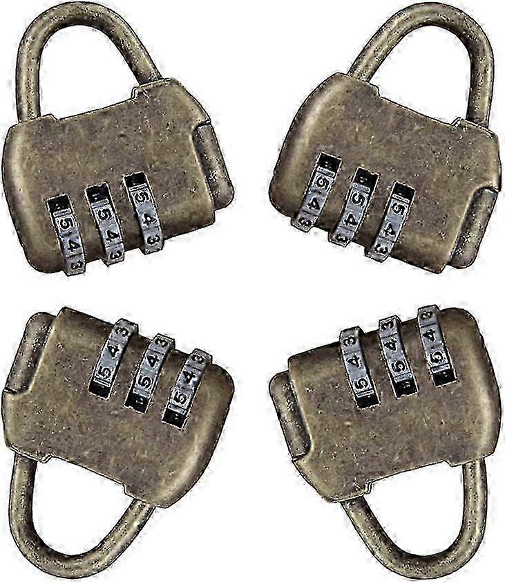 Improved Security: 4-Piece Code Padlock Set with Retro Style & Anti-Theft 3-Digit Combination Locks