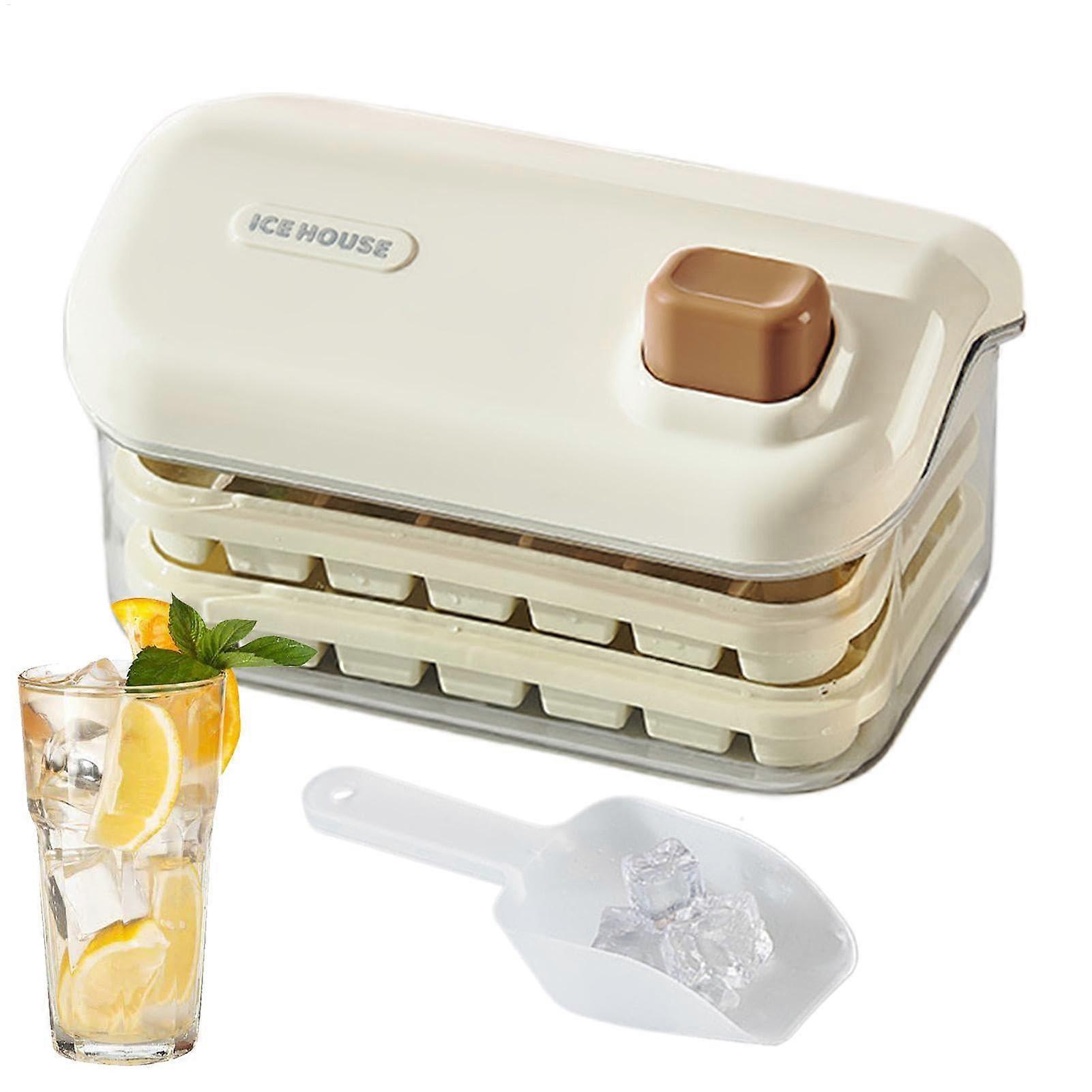 Ice Cube Tray with Lid, Large Capacity LeakProof Freezer Container, Easy Release with Shovel