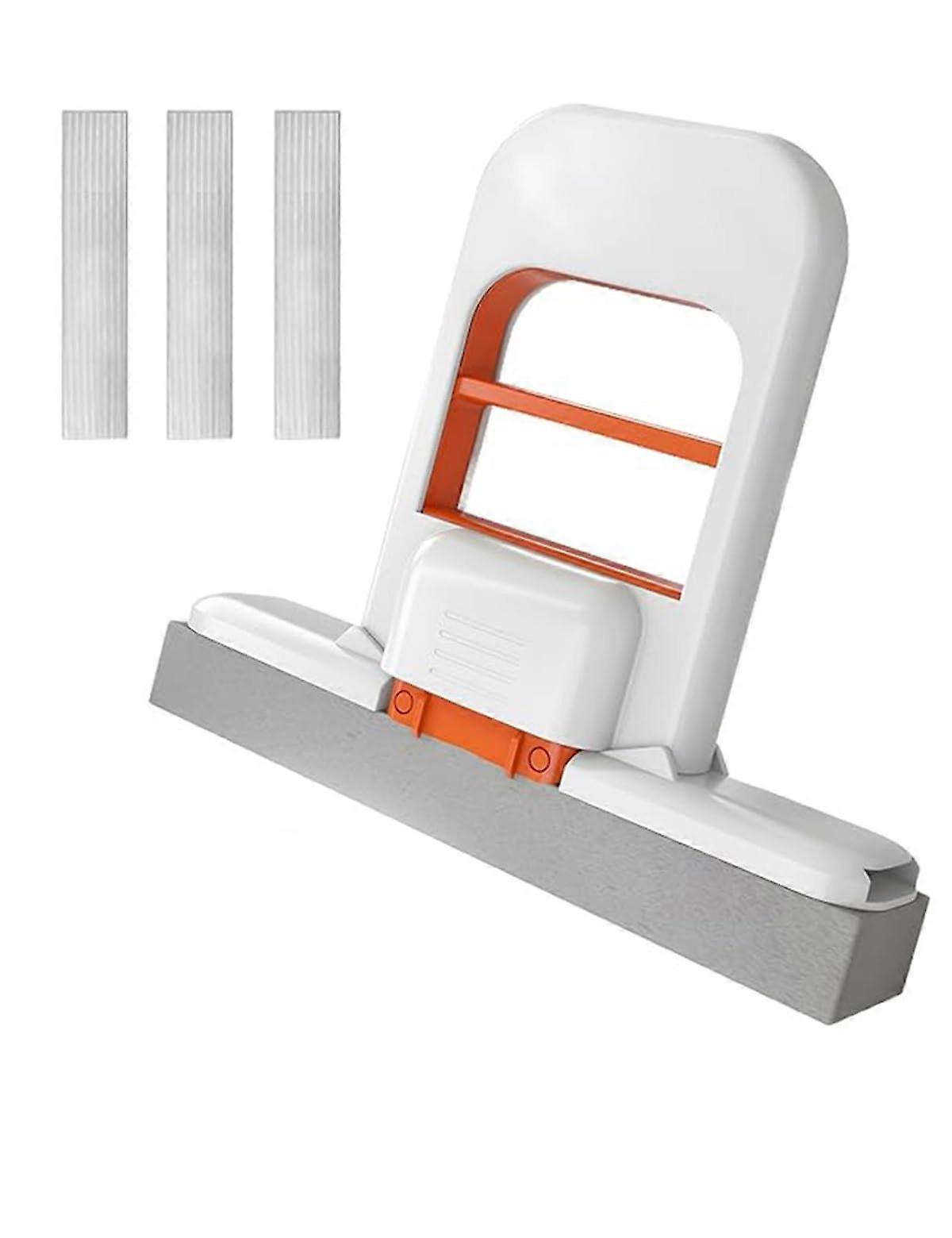 Mini Sponge Mop with Hands Squeeze Handle, Foldable Wet Dry Cleaning for Kitchen Bathroom Counters