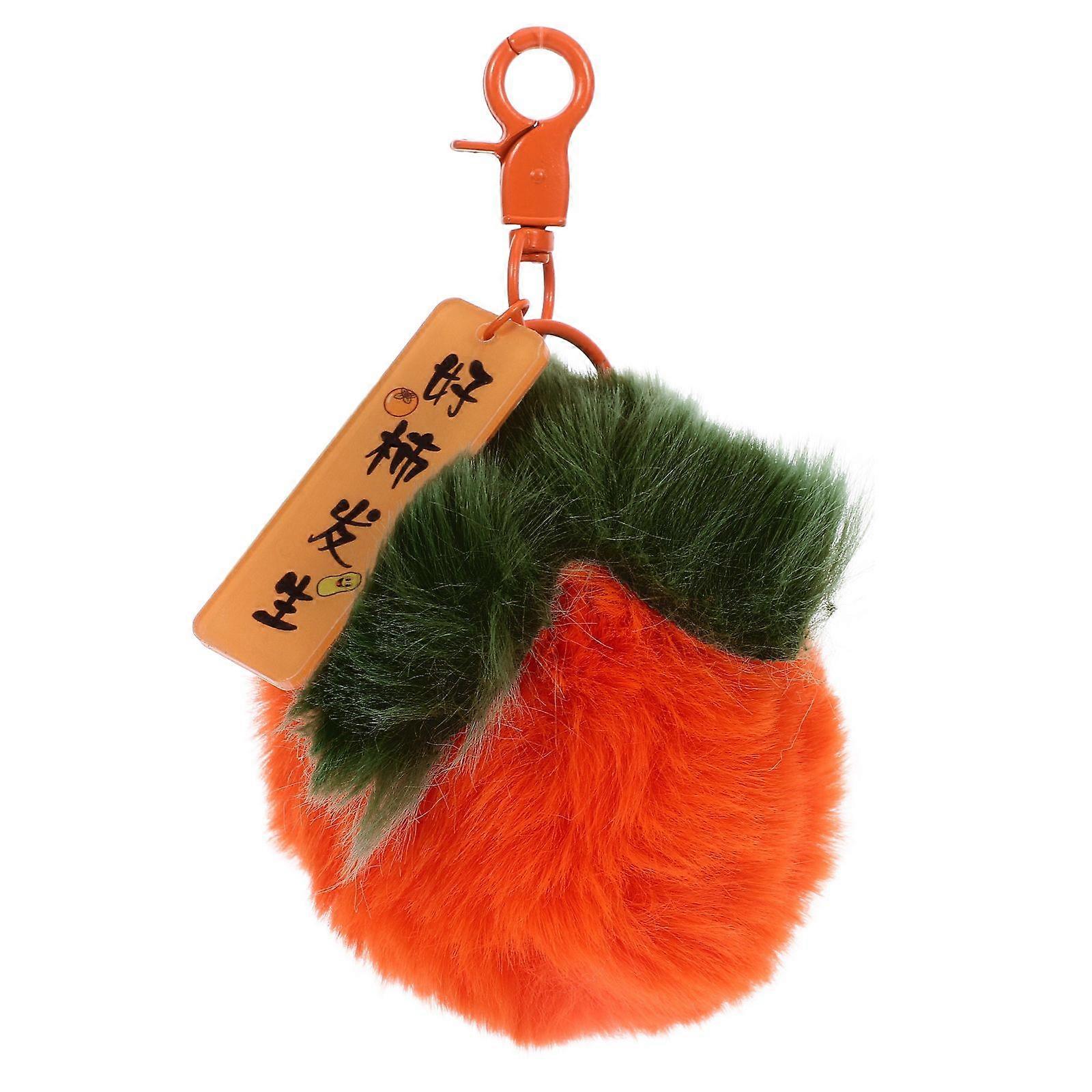 Plush Persimmon Keychain Backpack Charm Stuffed Fruit Keyring Backpack Accessory Minor color variation by batch
