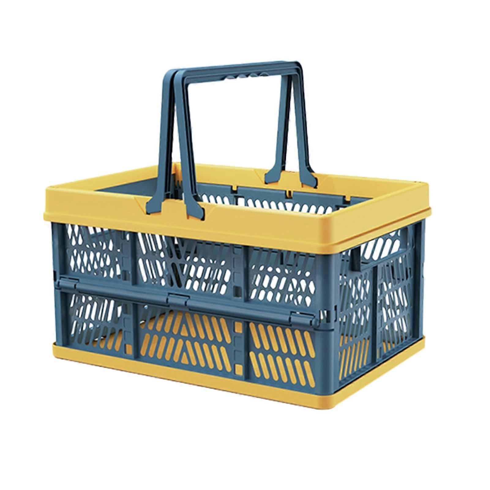 Foldable Plastic Storage Box 30x20x15.5cm Moorish Blue for Kitchen Bathroom Office Organization