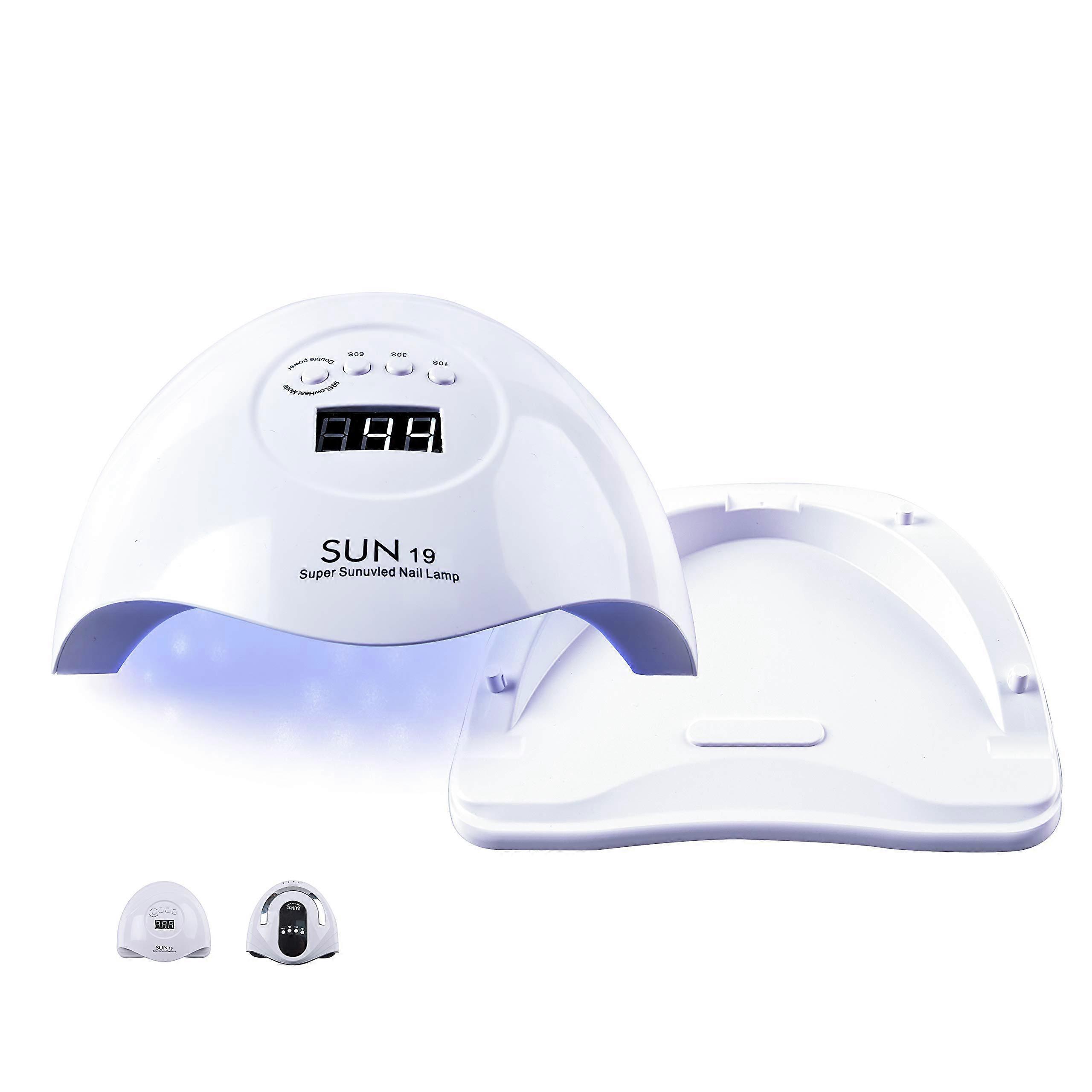80W UV LED Nail Lamp for Gel Polish with Smart Sensor, Detachable Base and LCD Timer Display