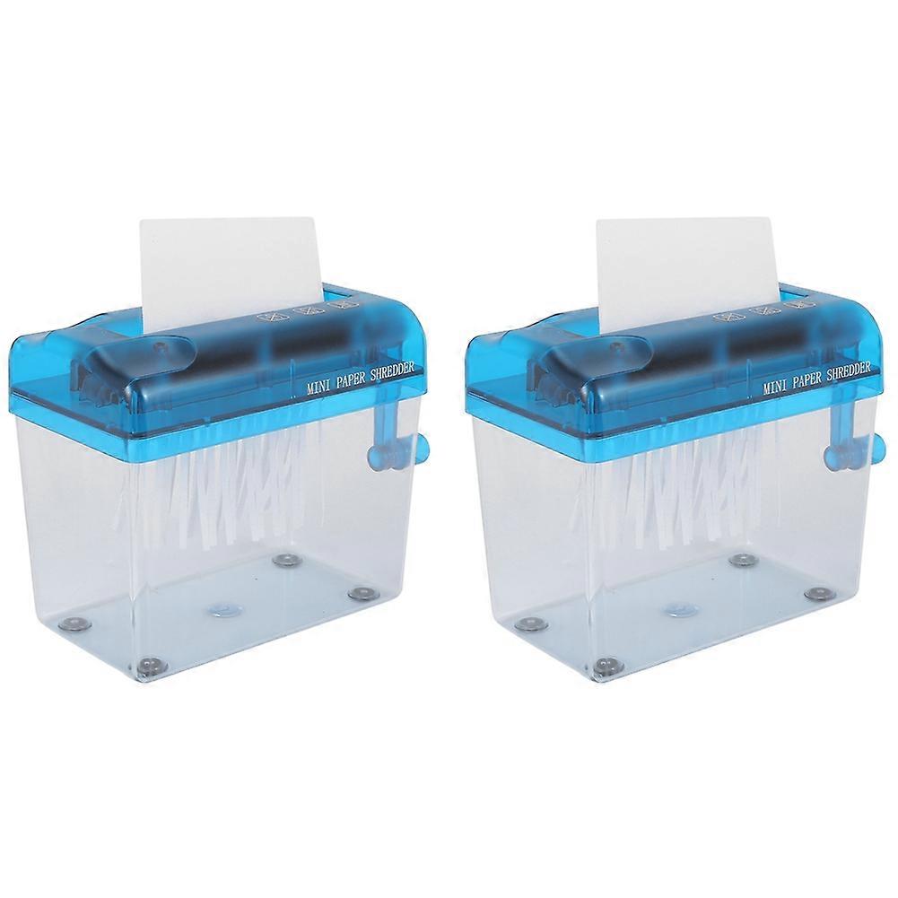 2X Mini Blue Shredder Crusher Destroyer Paper Documents Cutting Machine