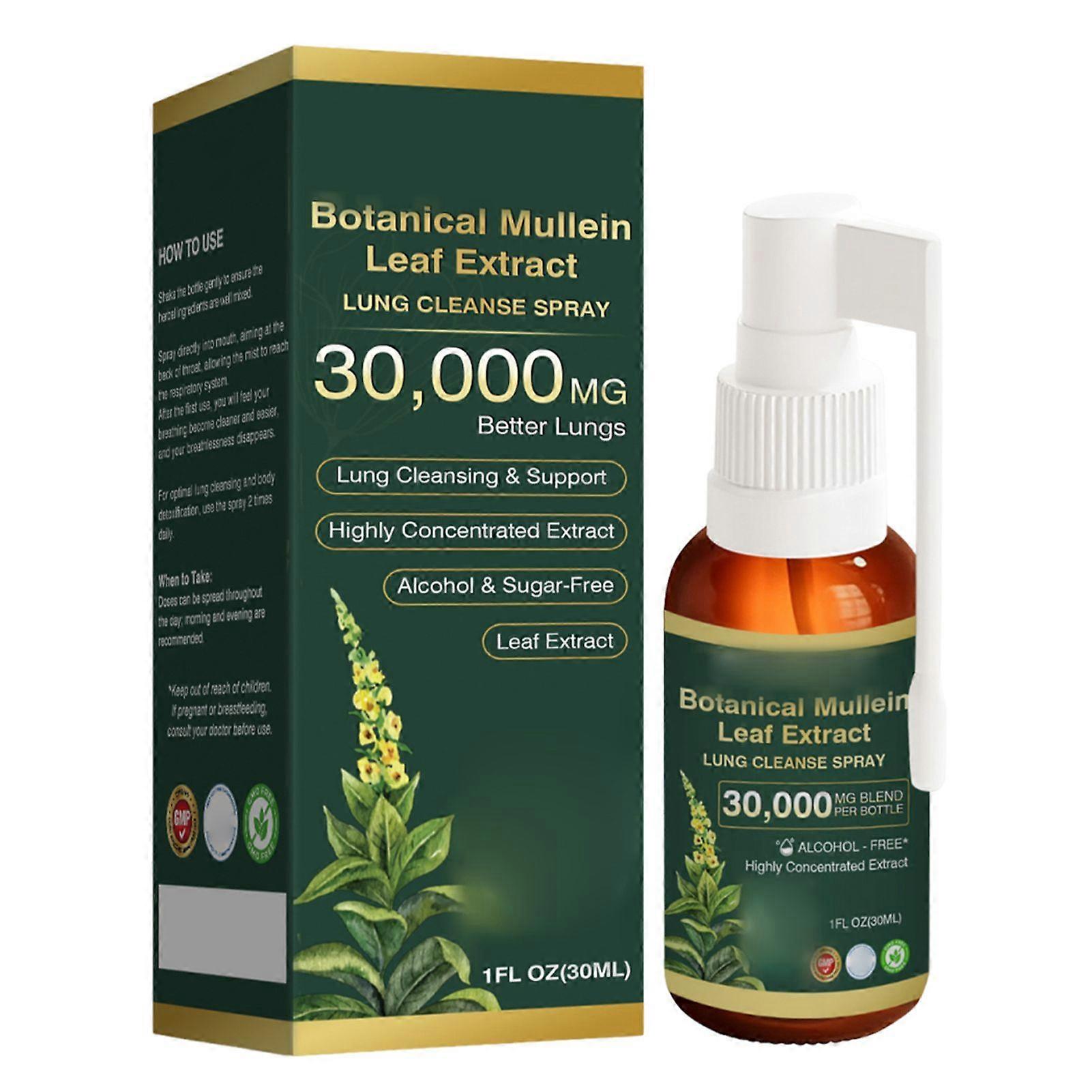 Mullein Leaf Extract Lung Cleanse Spray, 30ml Herbal Respiratory Support Spray